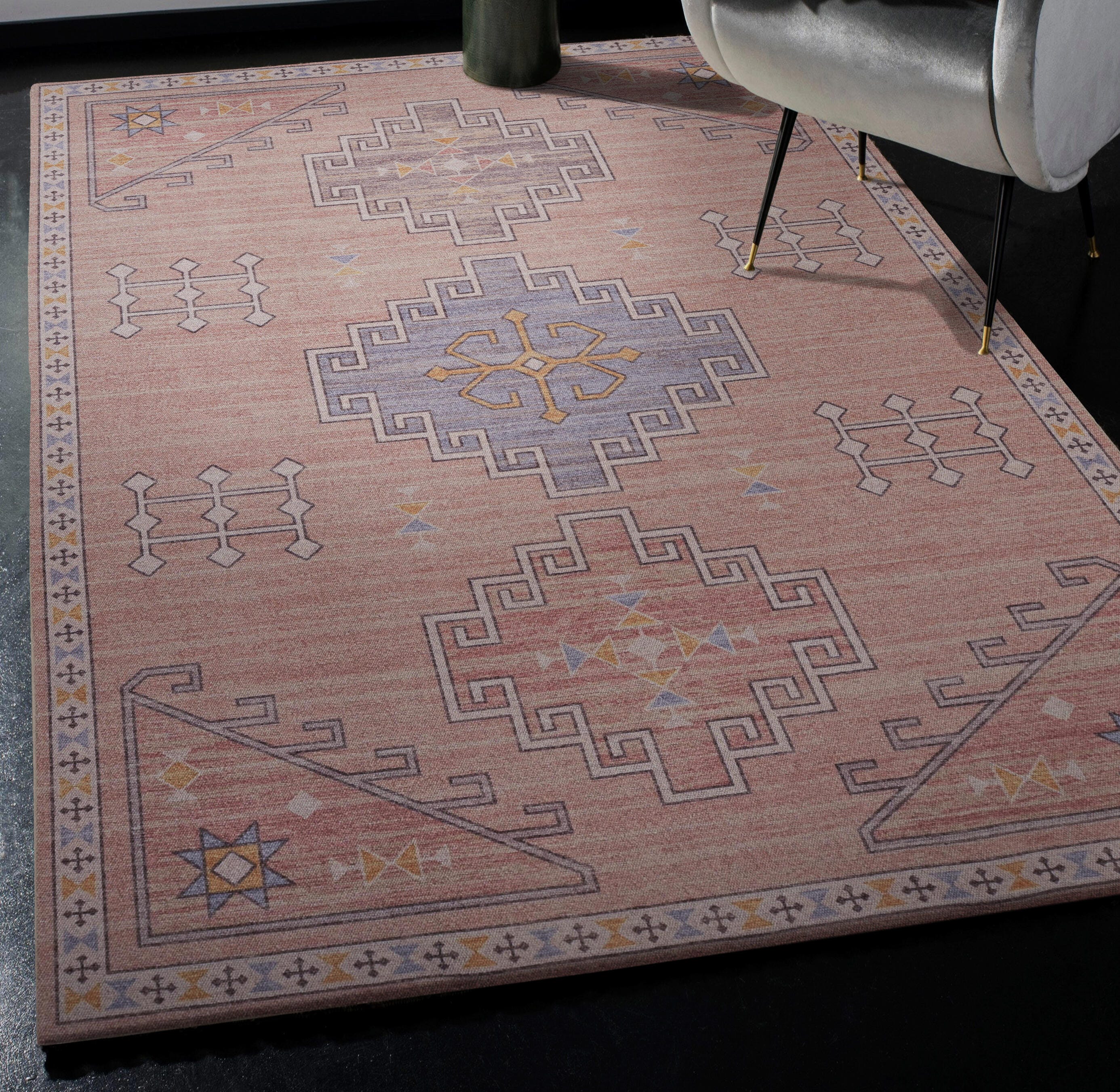 Linon Oakland Emerson 5' x 7'  Area Rug, Pink, rollover