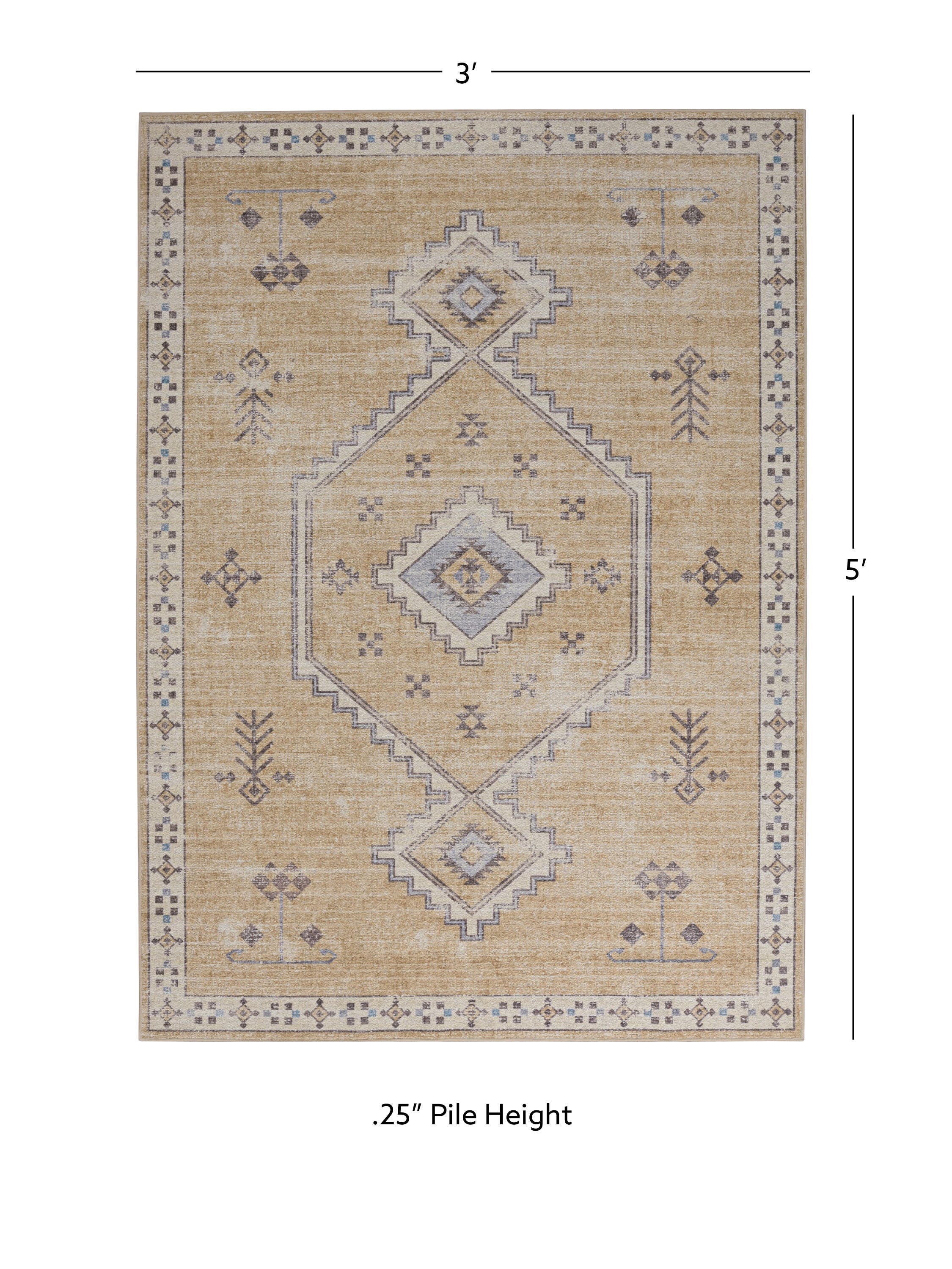 Linon Oakland Haden 3' x 5'  Area Rug, Sand, large