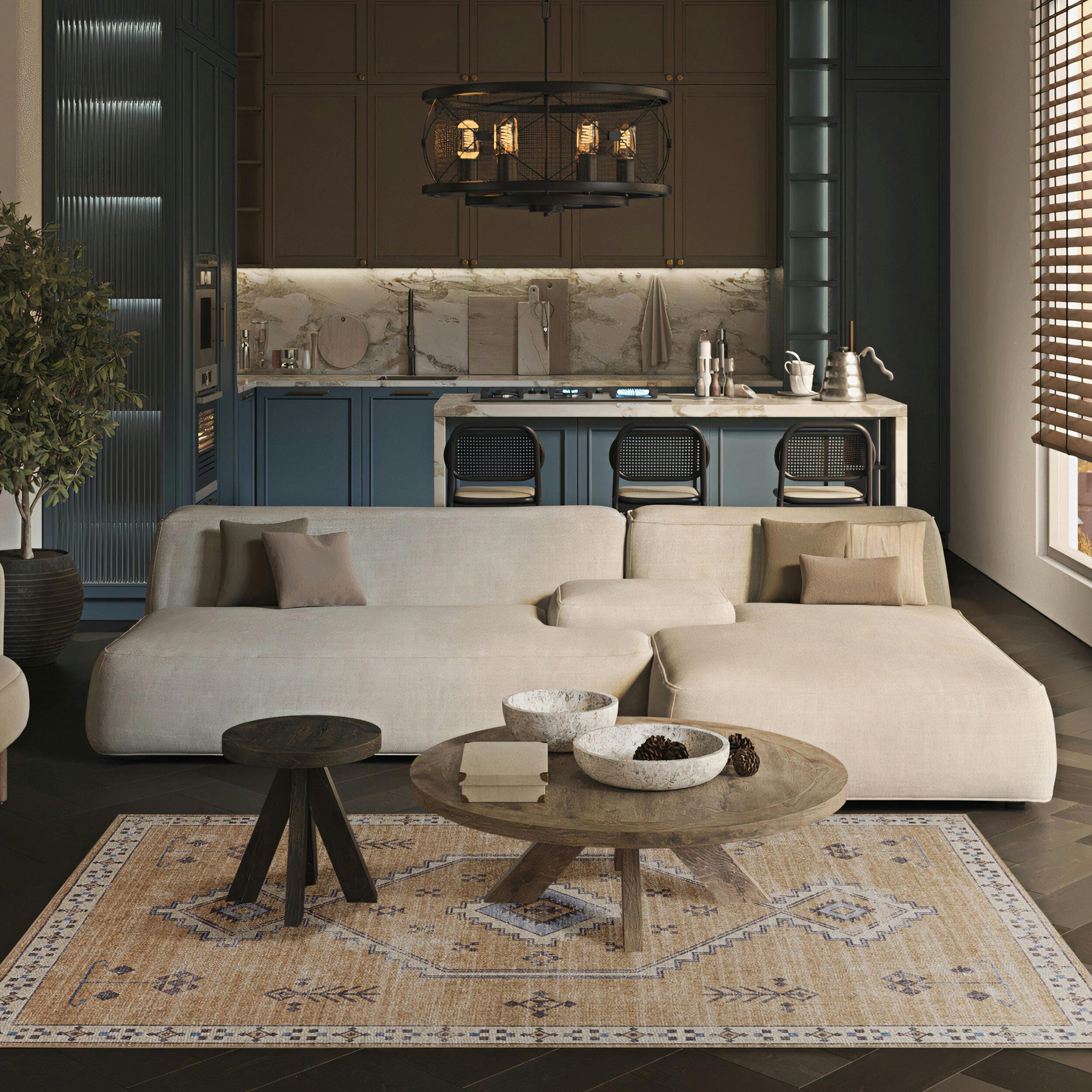 Linon Oakland Haden 5' x 7'  Area Rug, Sand, rollover