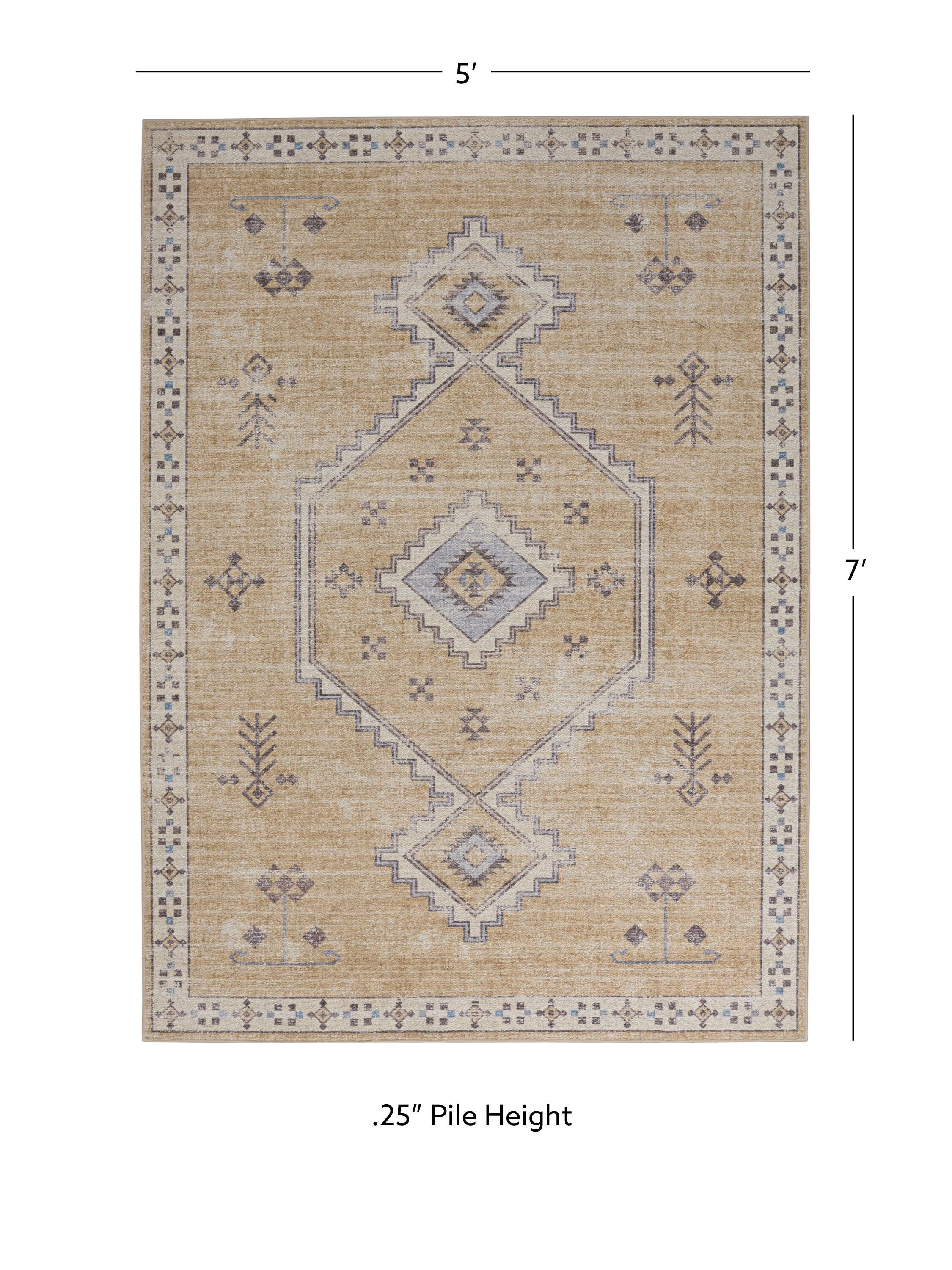 Linon Oakland Haden 5' x 7'  Area Rug, Sand, large