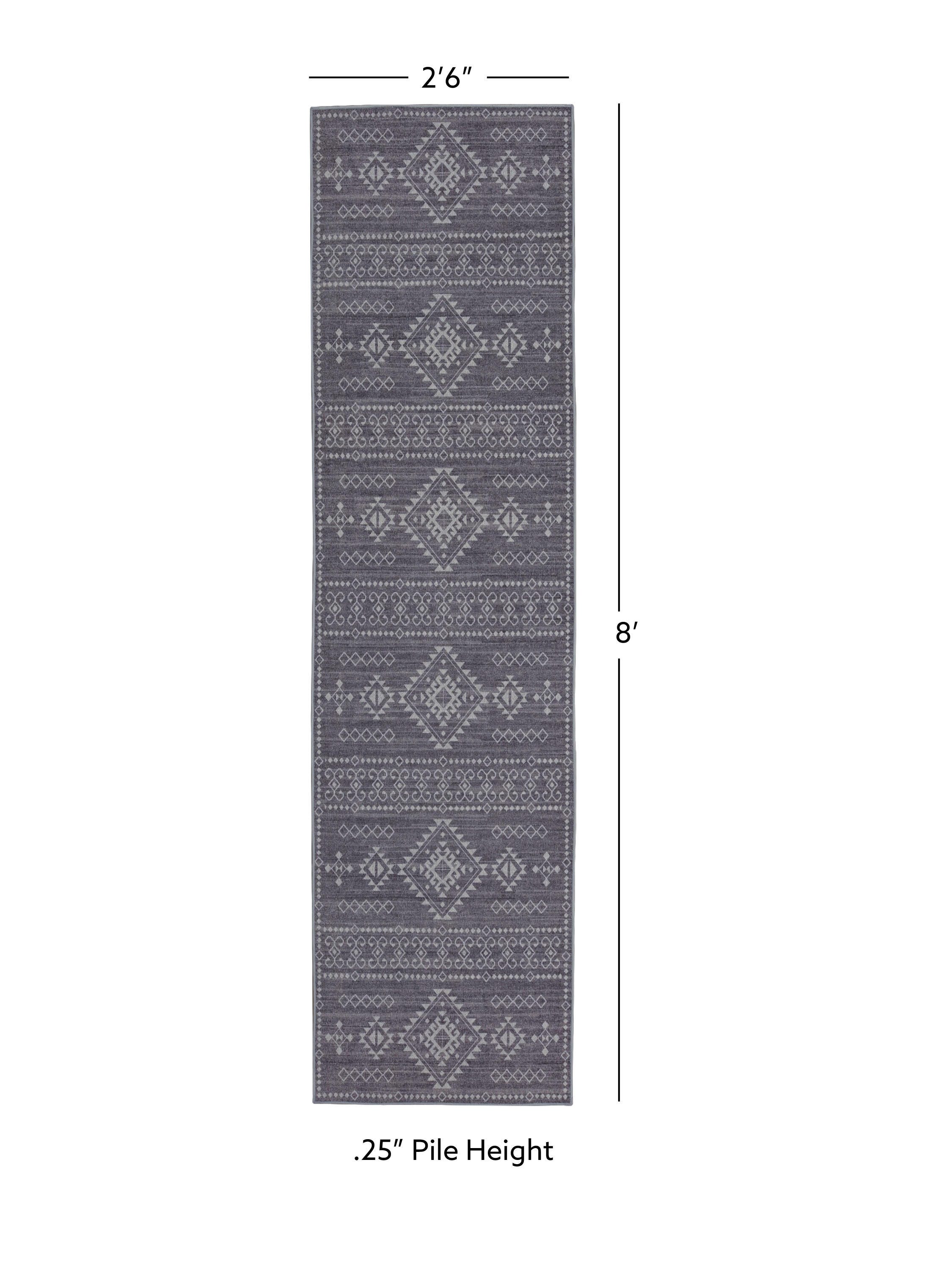 Linon Oakland Ivan 2'6" x 8'  Runner Rug, Gray, large