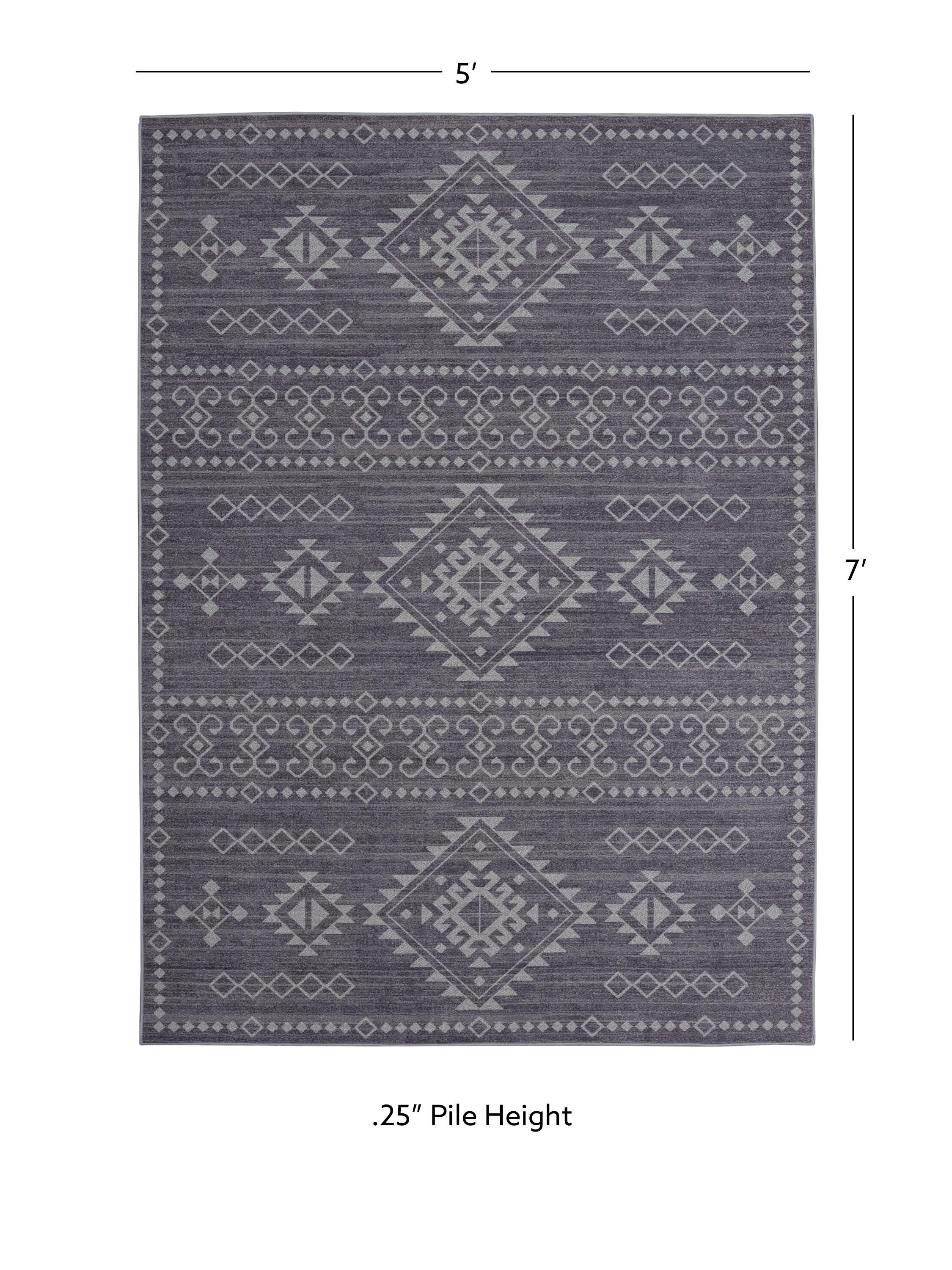 Linon Oakland Ivan 5' x 7'  Area Rug, Gray, large