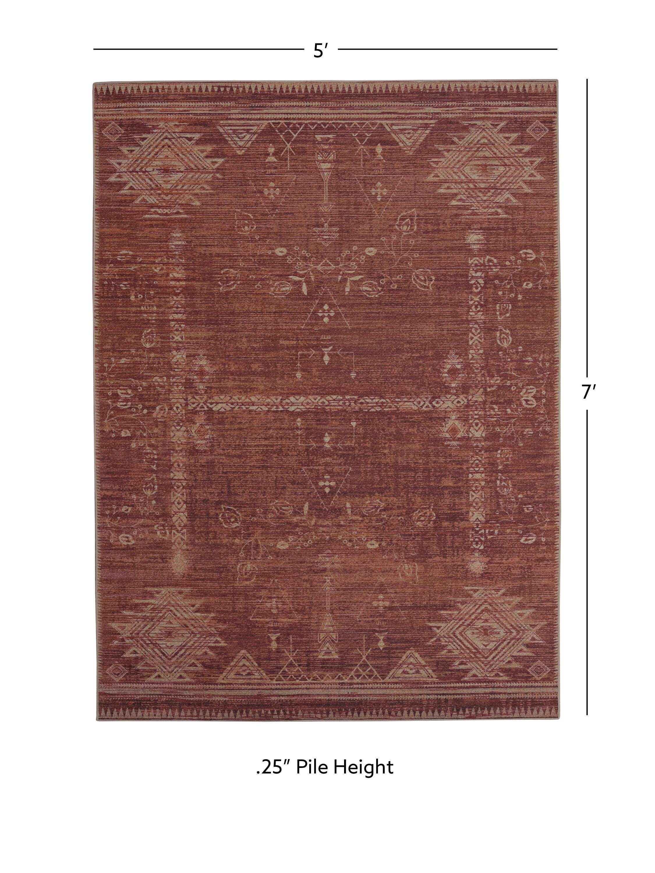 Linon Oakland Maynor 5' x 7'  Area Rug, Brown, large