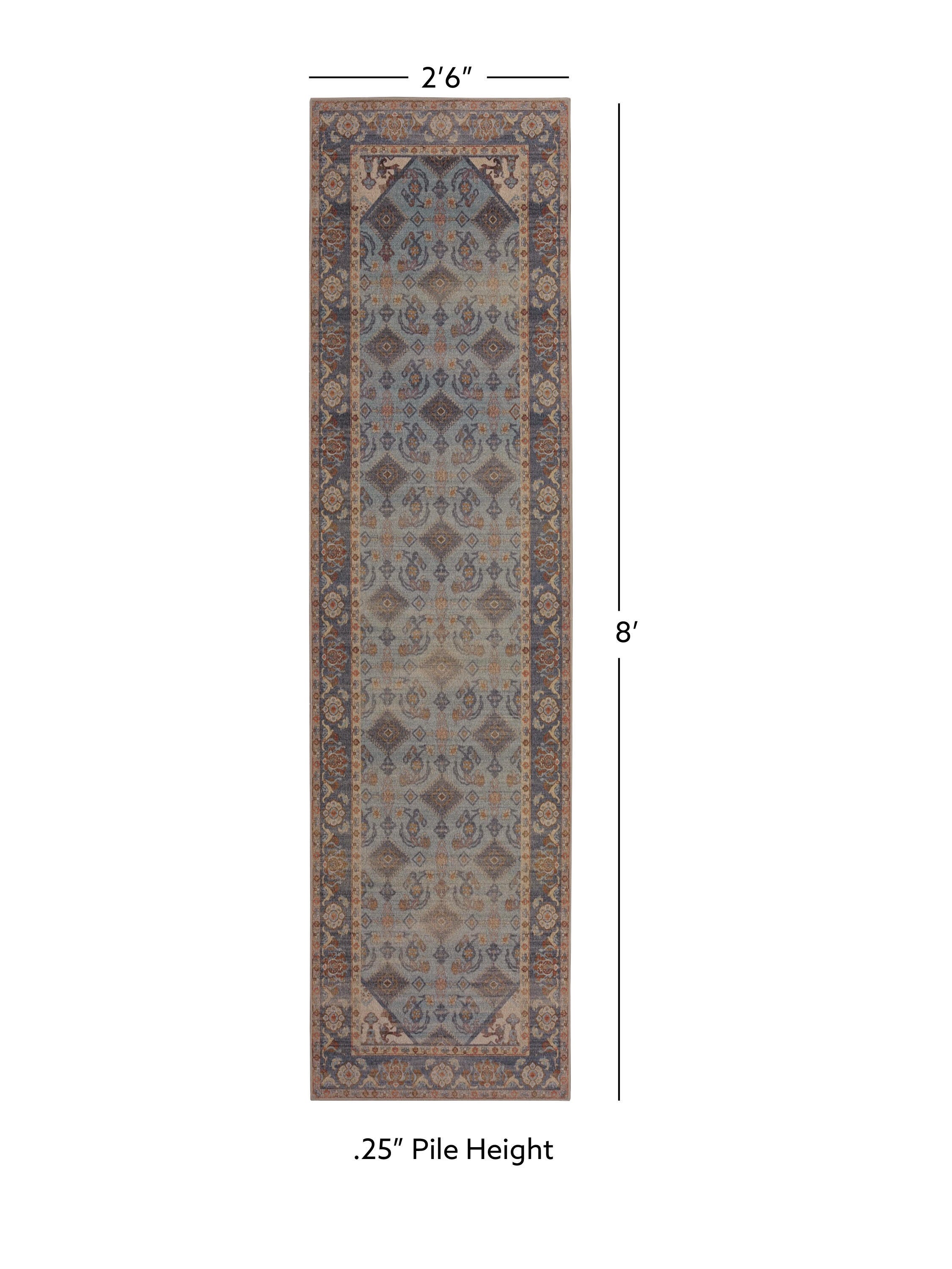 Linon Oakland Wesley 2'6" x 8'  Runner Rug, Blue, large