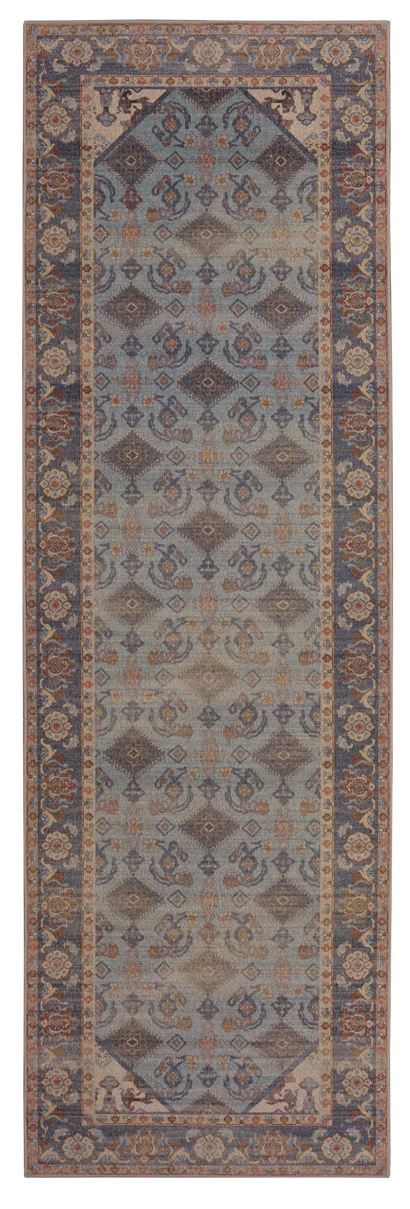 Linon Oakland Wesley 2'6" x 8'  Runner Rug, Blue, large