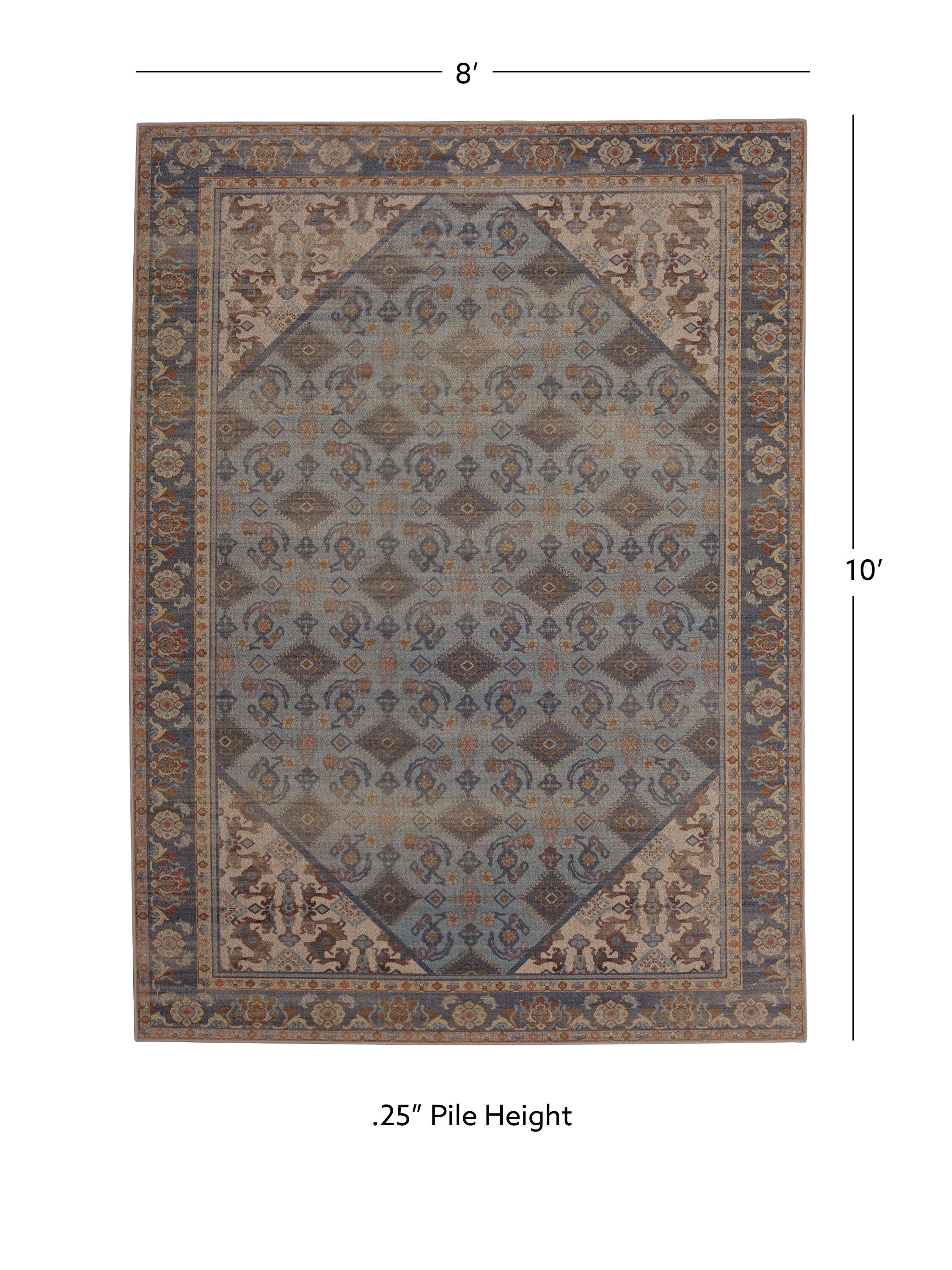 Linon Oakland Wesley 8' x 10'  Area Rug, Blue, large