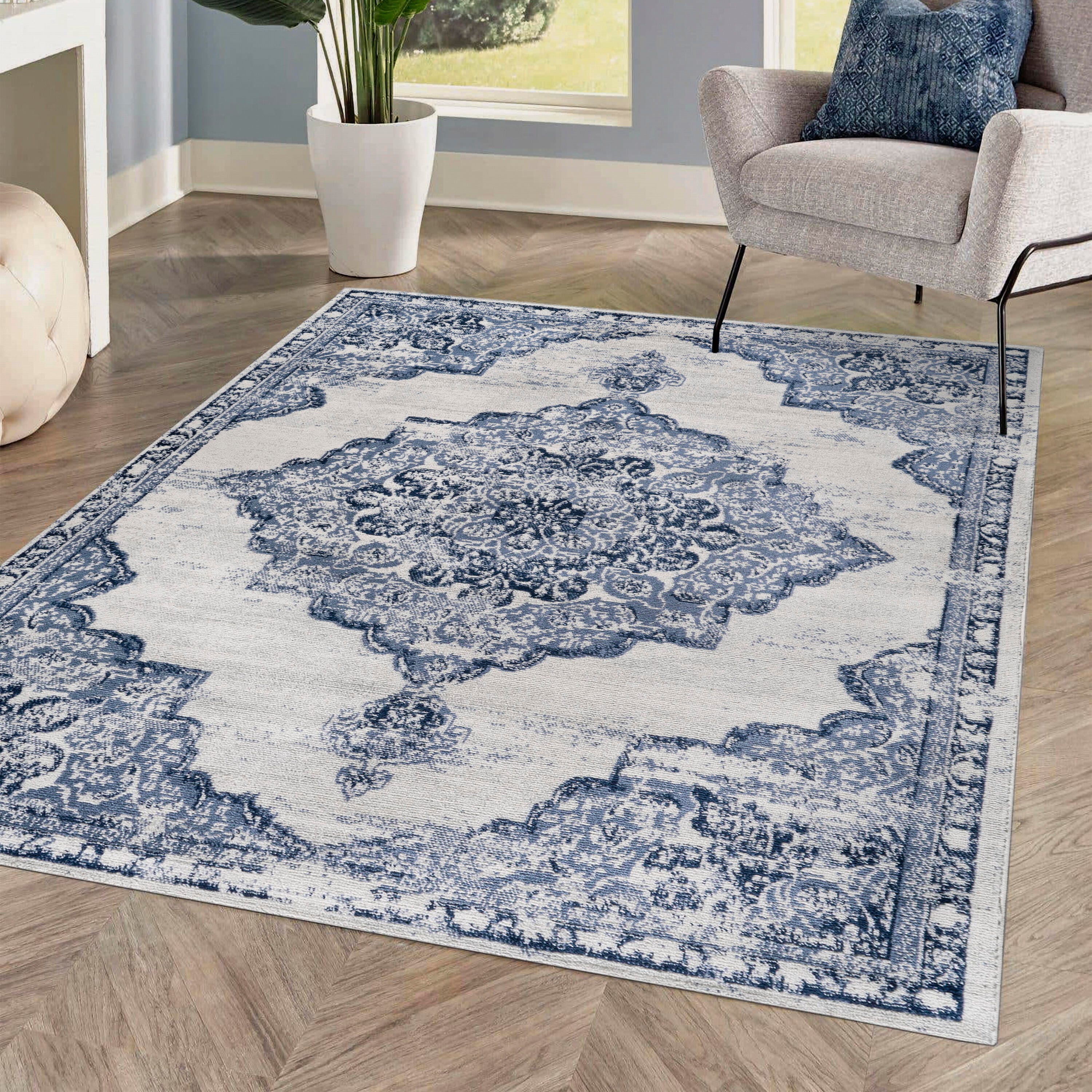 Jonathan Y Alhambra 5' x 8' Area Rug, Light Blue/Ivory, large