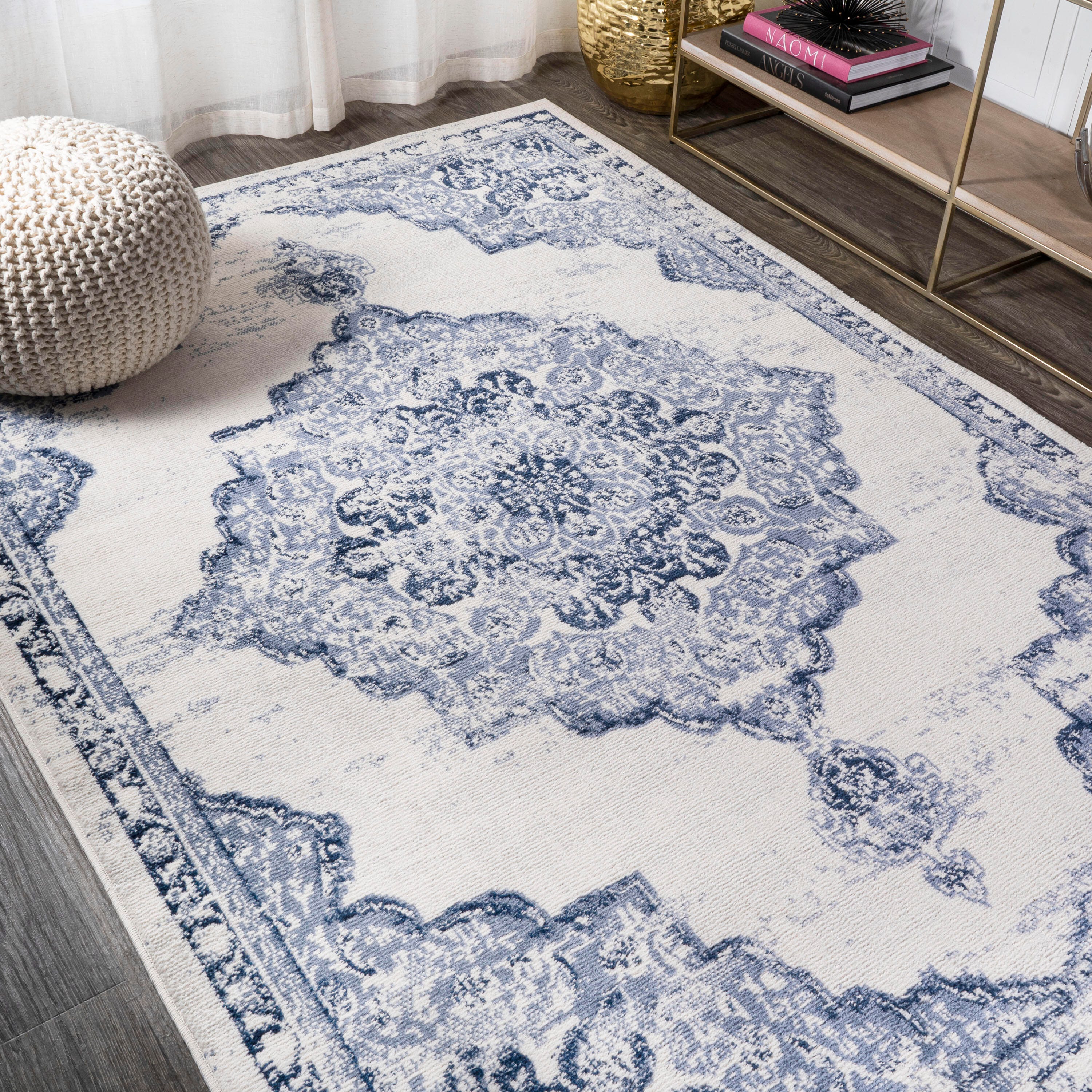 Jonathan Y Alhambra 5' x 8' Area Rug, Light Blue/Ivory, large