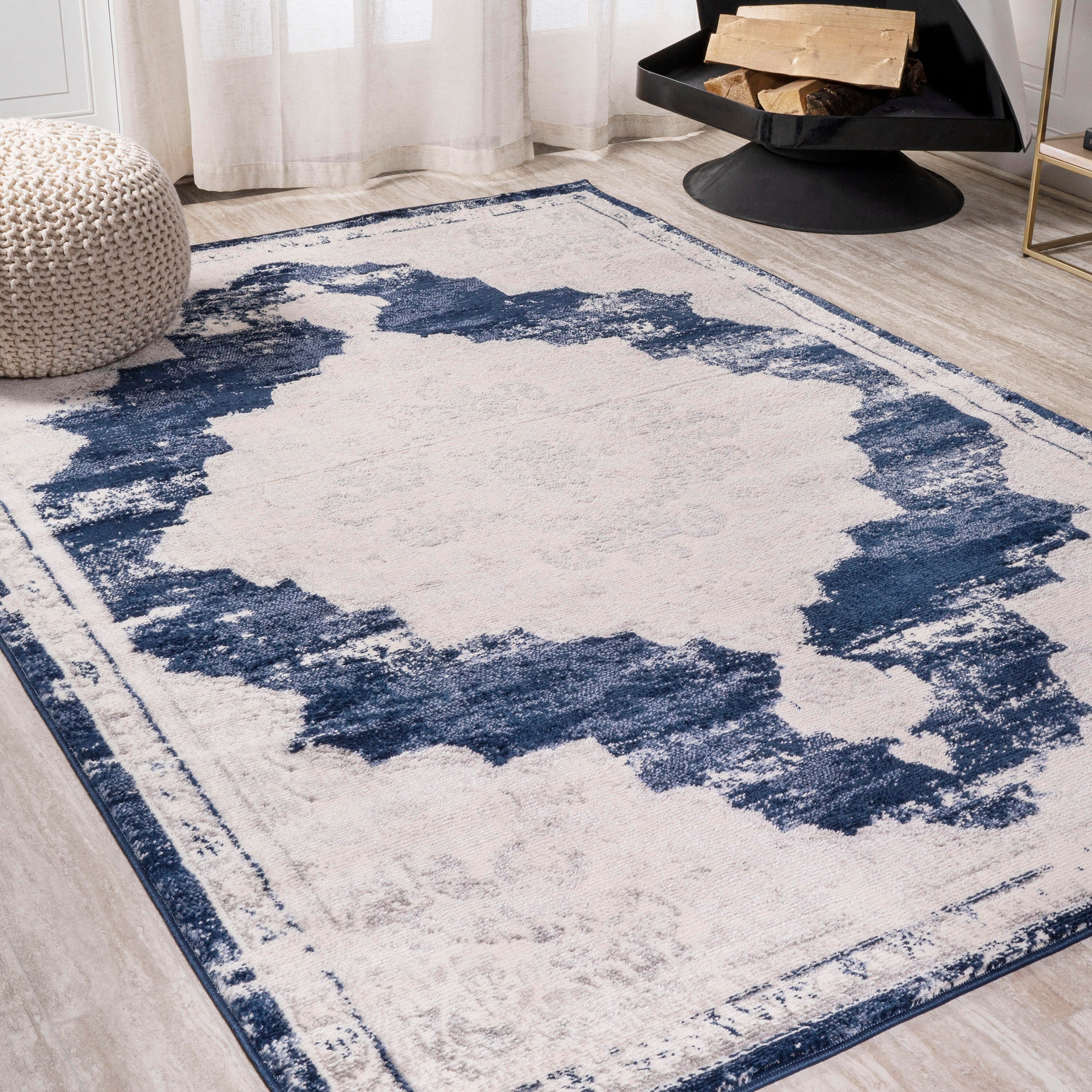 Jonathan Y Alhambra 4' x 6' Area Rug, Ivory/Navy, large