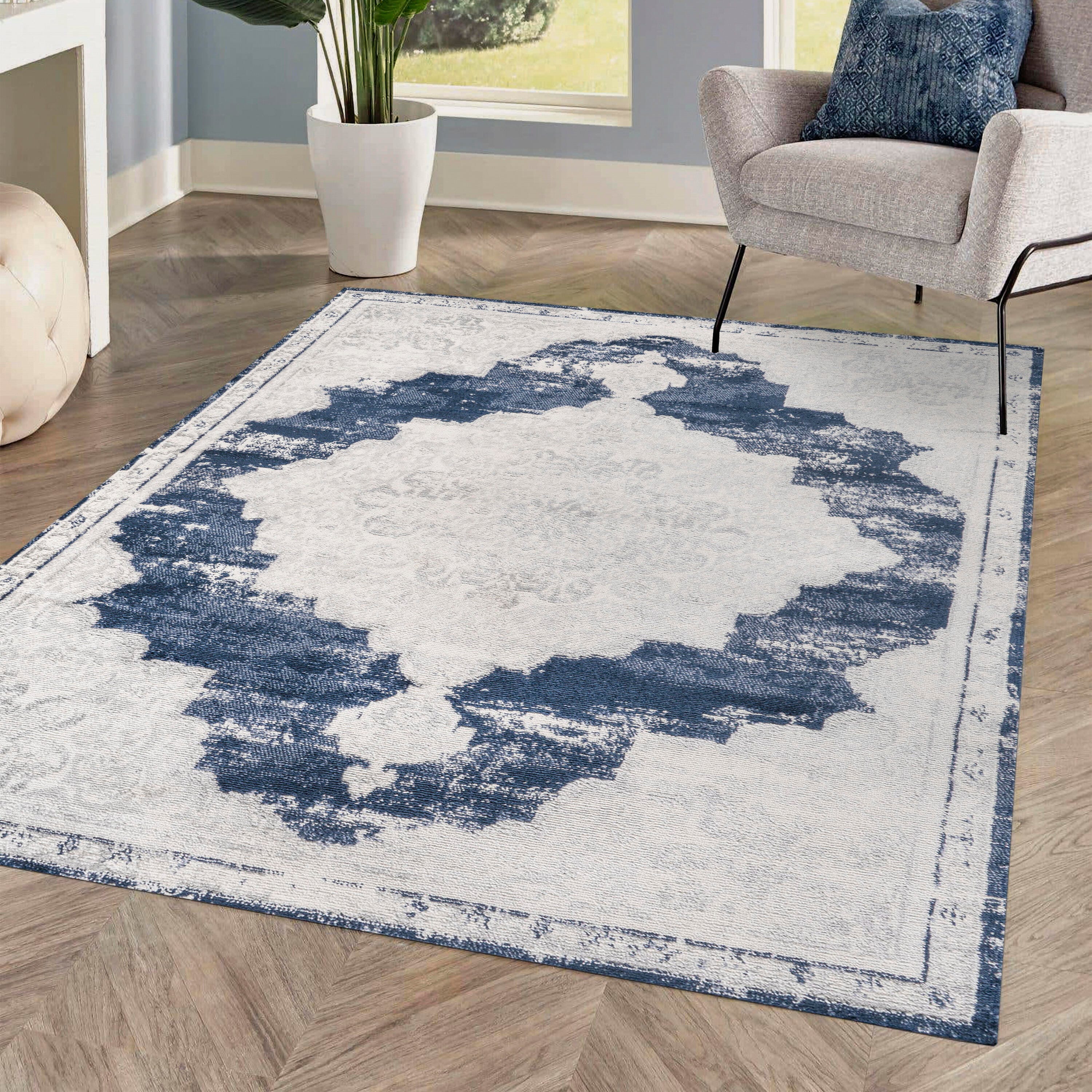 Jonathan Y Alhambra 5' x 8' Area Rug, Ivory/Navy, large