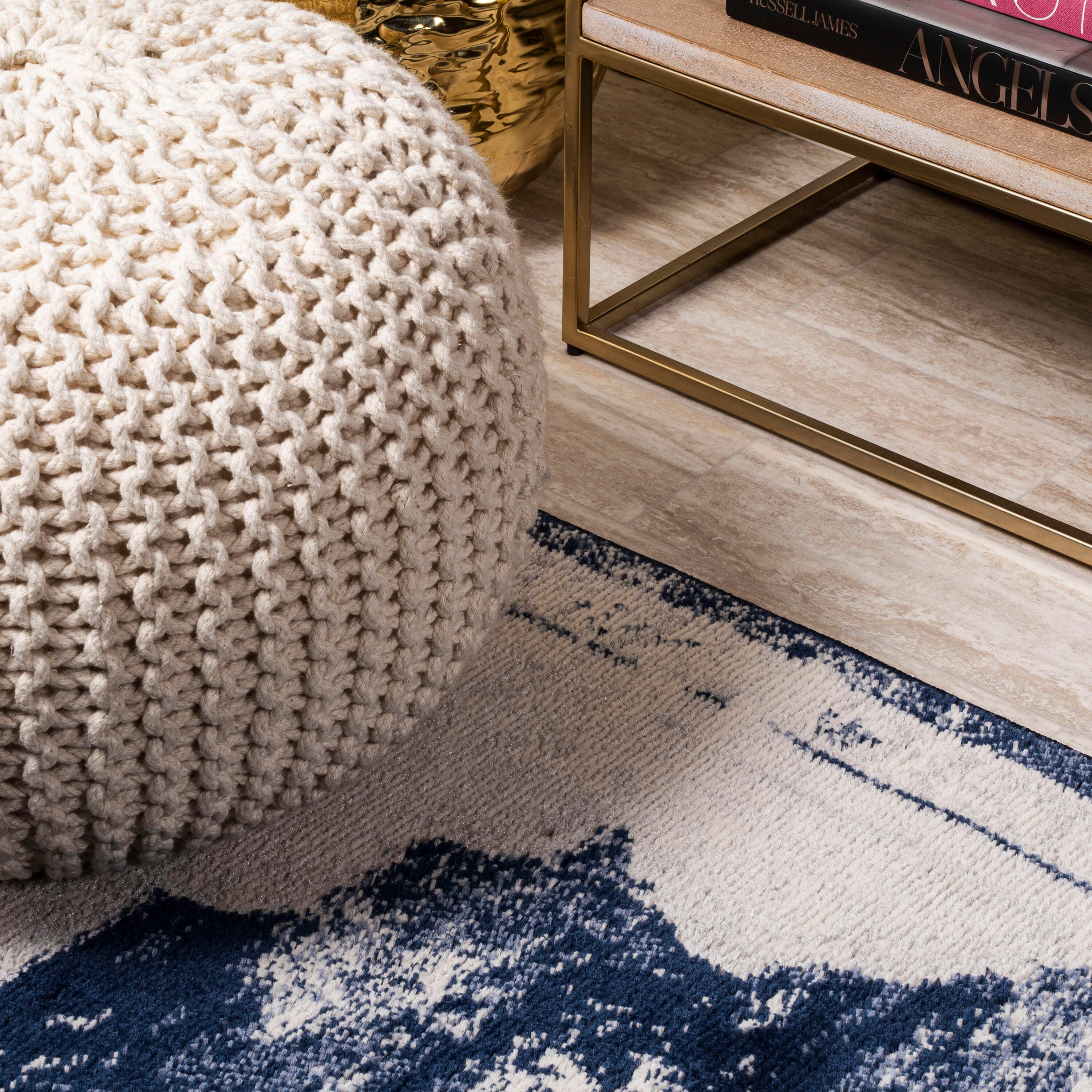 Jonathan Y Alhambra 5' x 8' Area Rug, Ivory/Navy, large