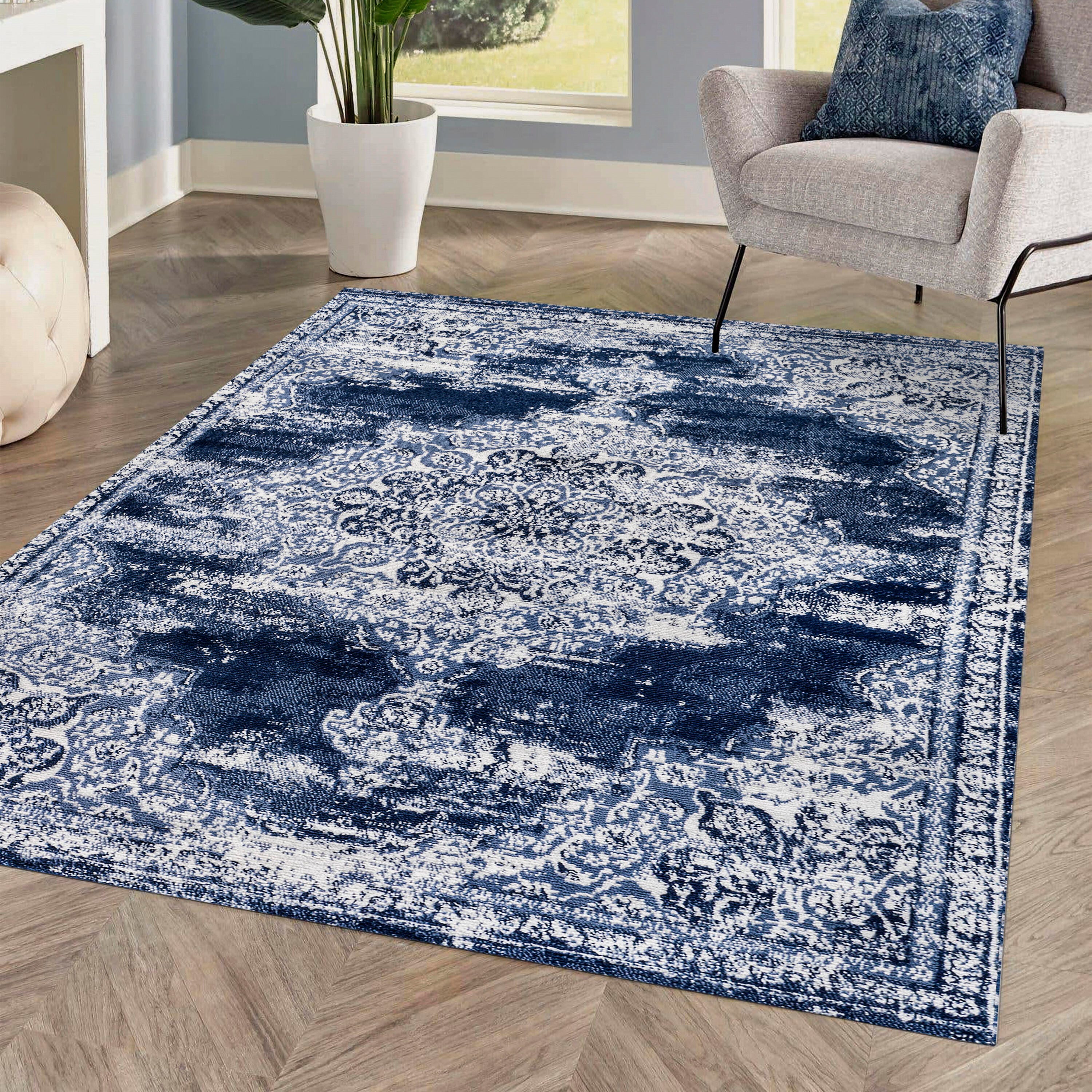 Jonathan Y Alhambra 8' x 10' Area Rug, Navy/Ivory, large