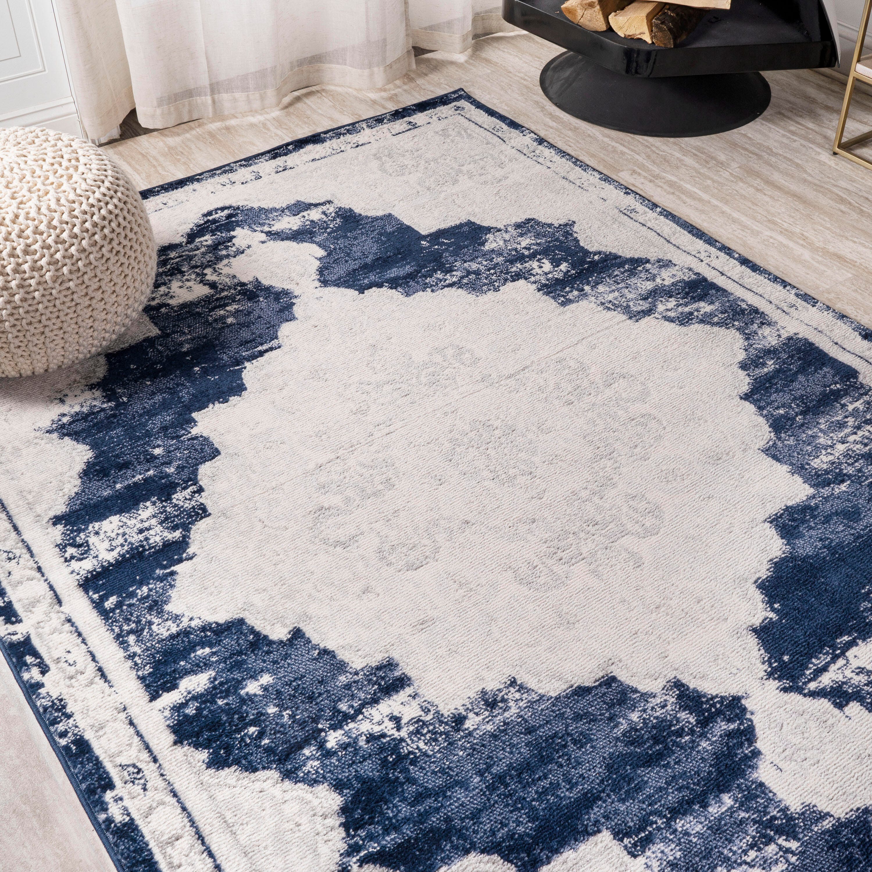 Jonathan Y Alhambra 8' x 10' Area Rug, Ivory/Navy, large