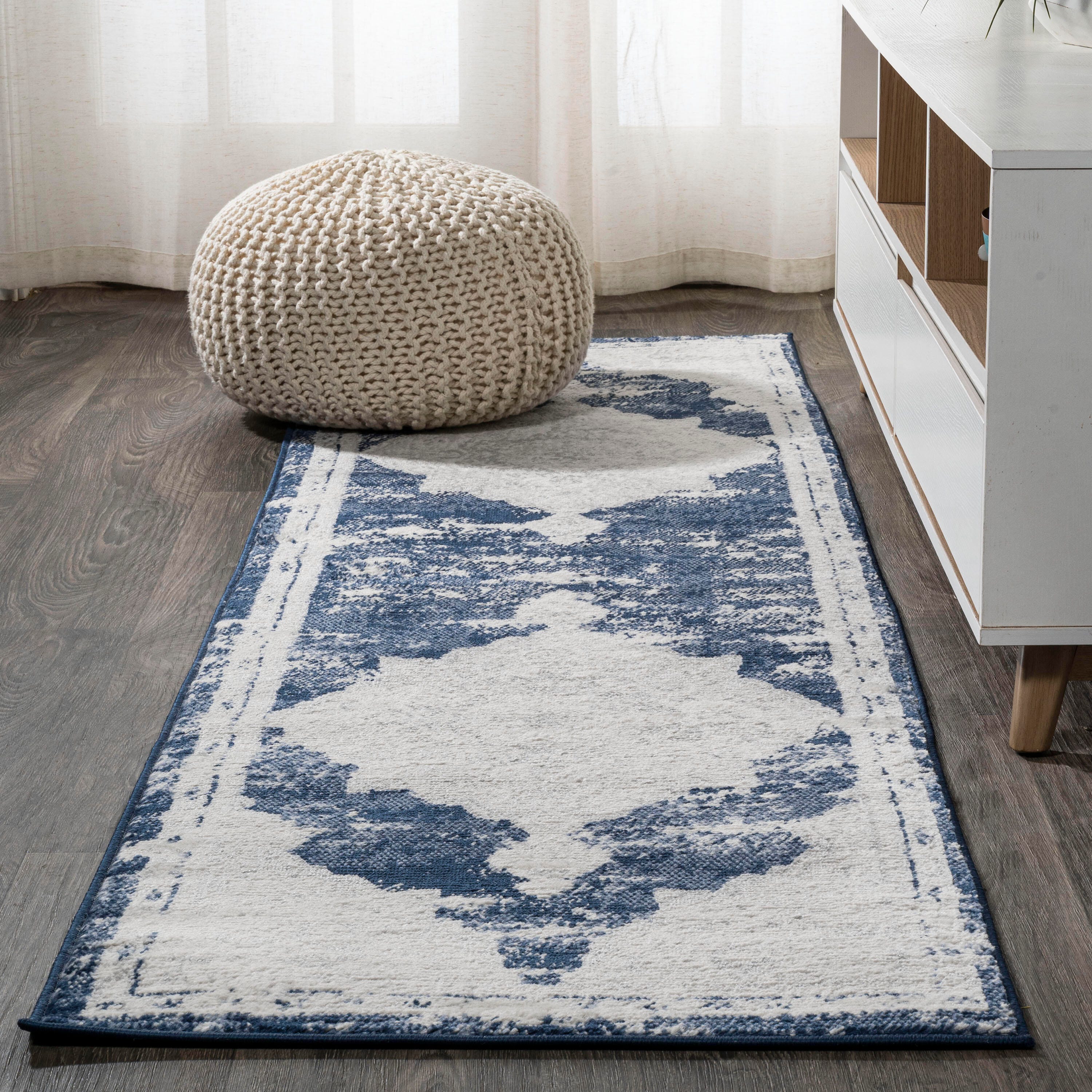 Jonathan Y Alhambra 2' x 8' Runner Rug, Ivory/Navy, rollover
