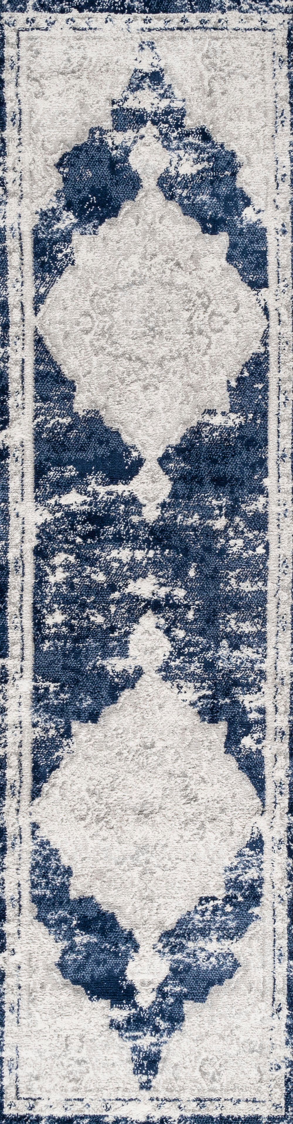 Jonathan Y Alhambra 2' x 10' Runner Rug, Ivory/Navy, large