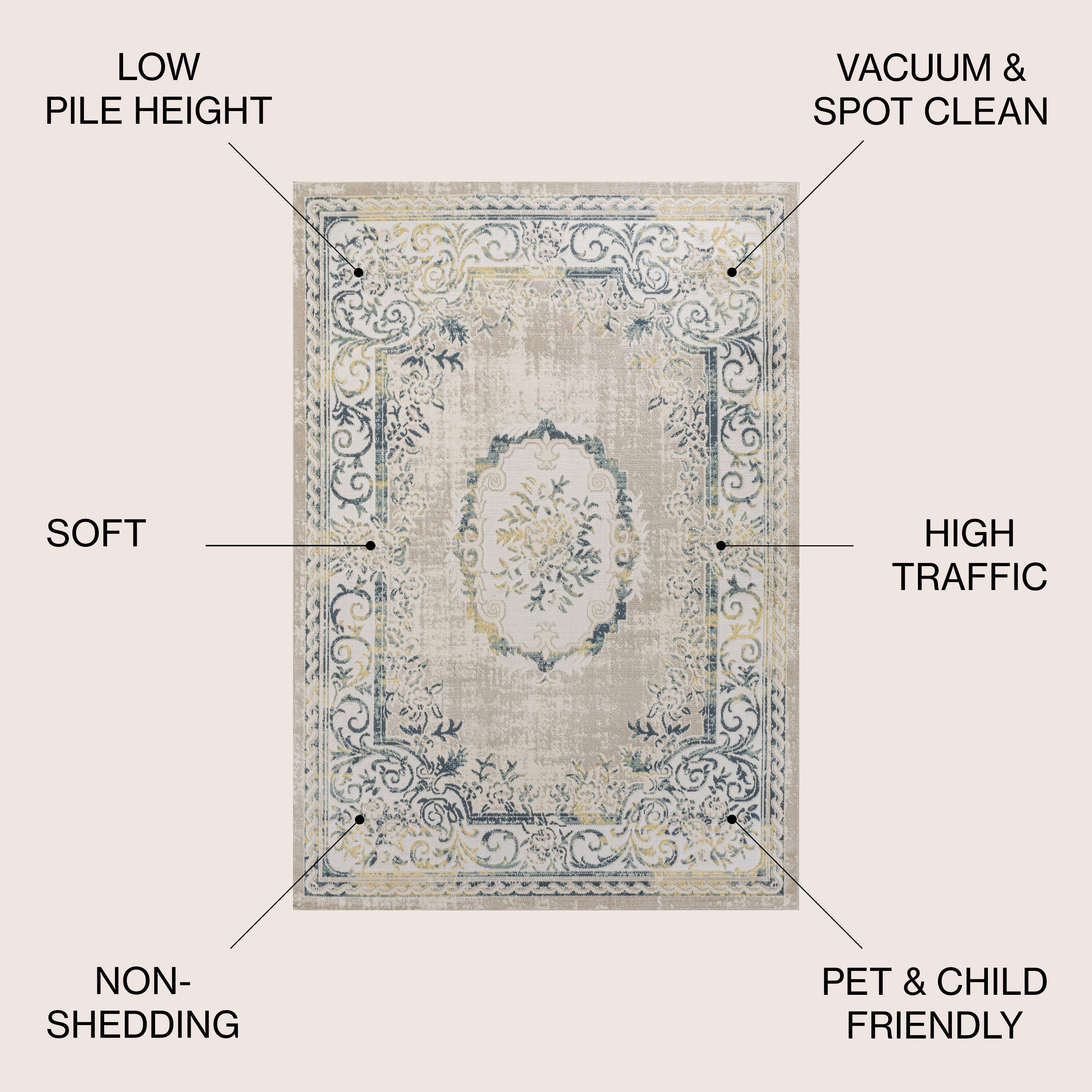 Jonathan Y Rosalia 3' x 5' Area Rug, Navy/Ivory, large