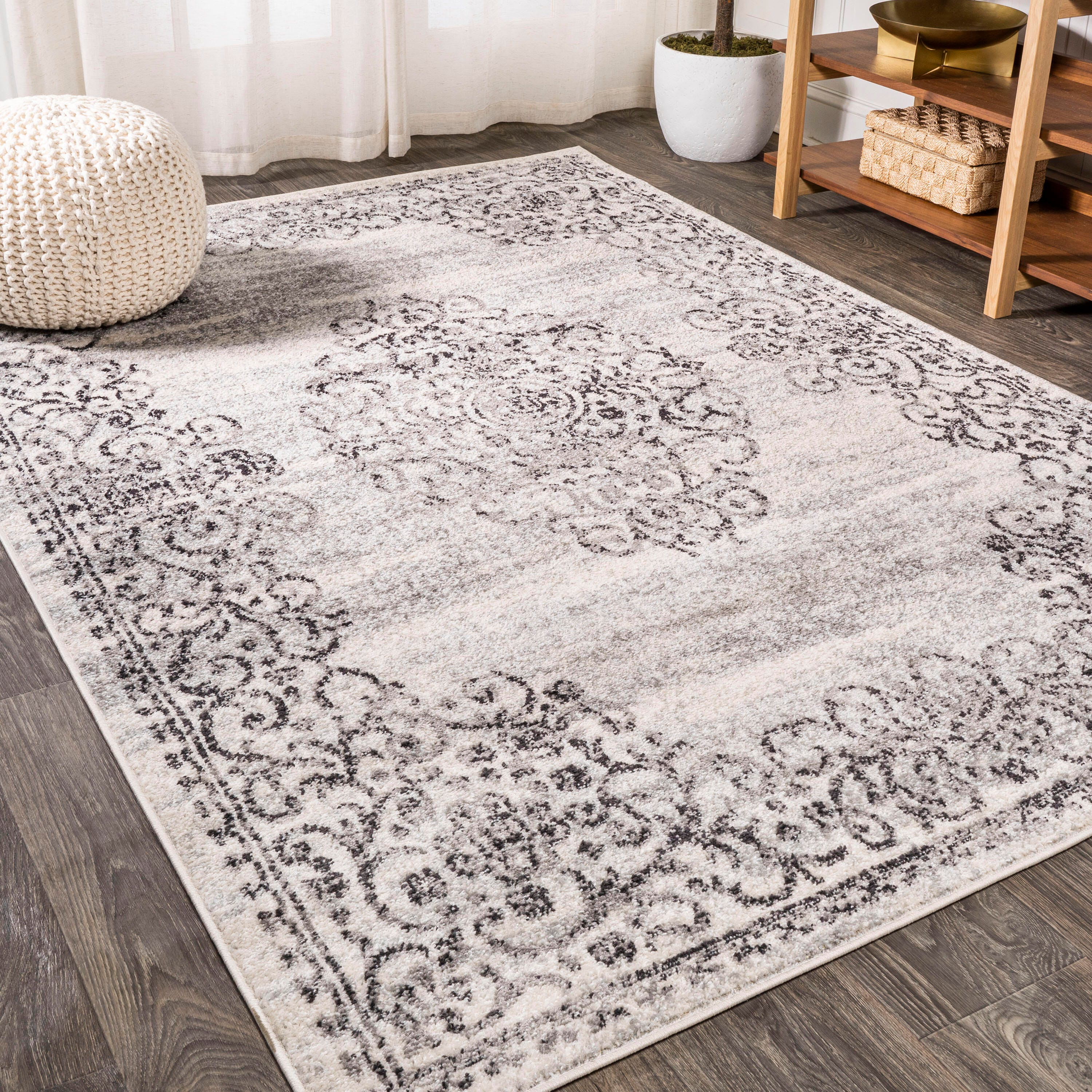 Jonathan Y Minori Filigree 4' x 6' Area Rug, Gray, rollover