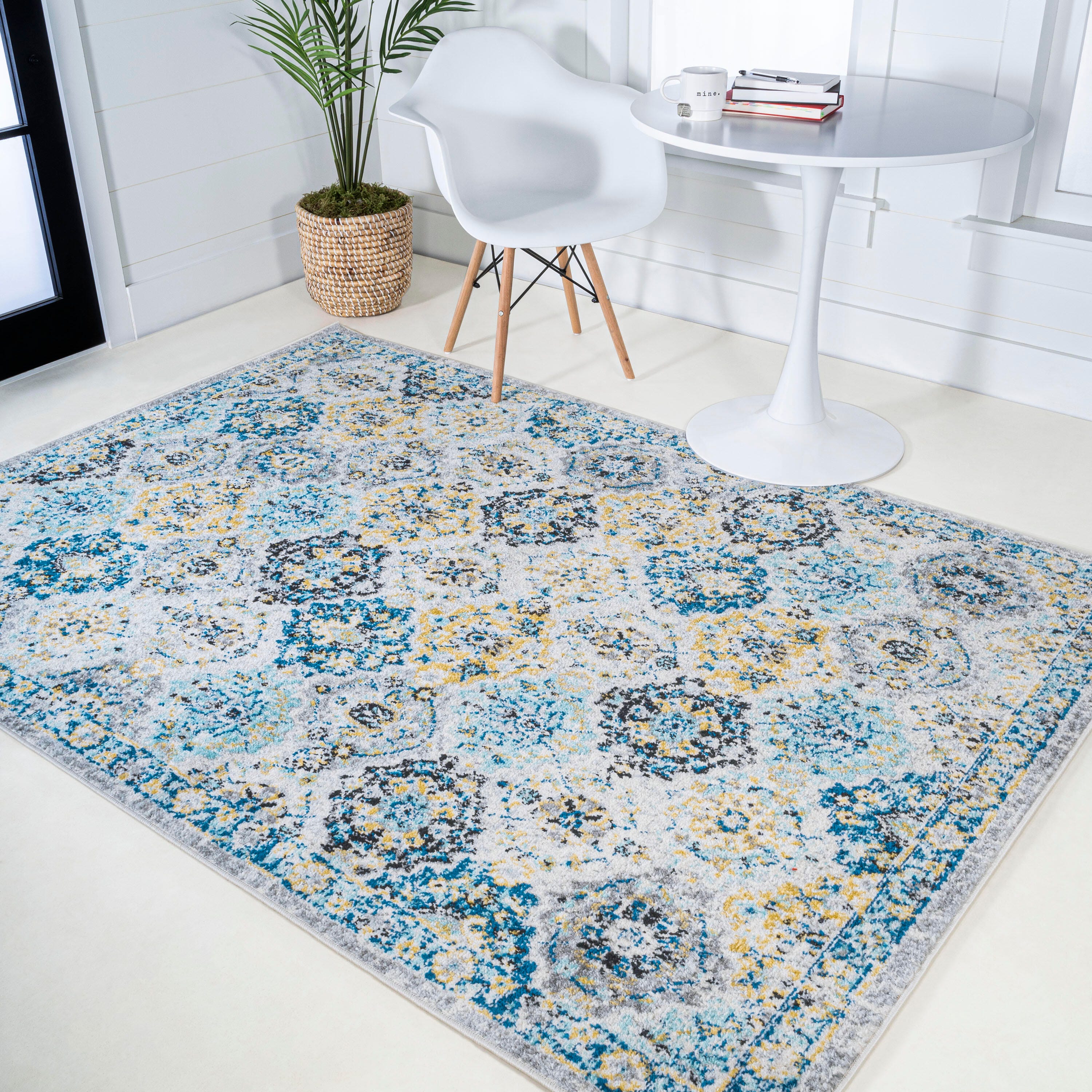 Jonathan Y Persian 4' x 6' Area Rug, Blue, large