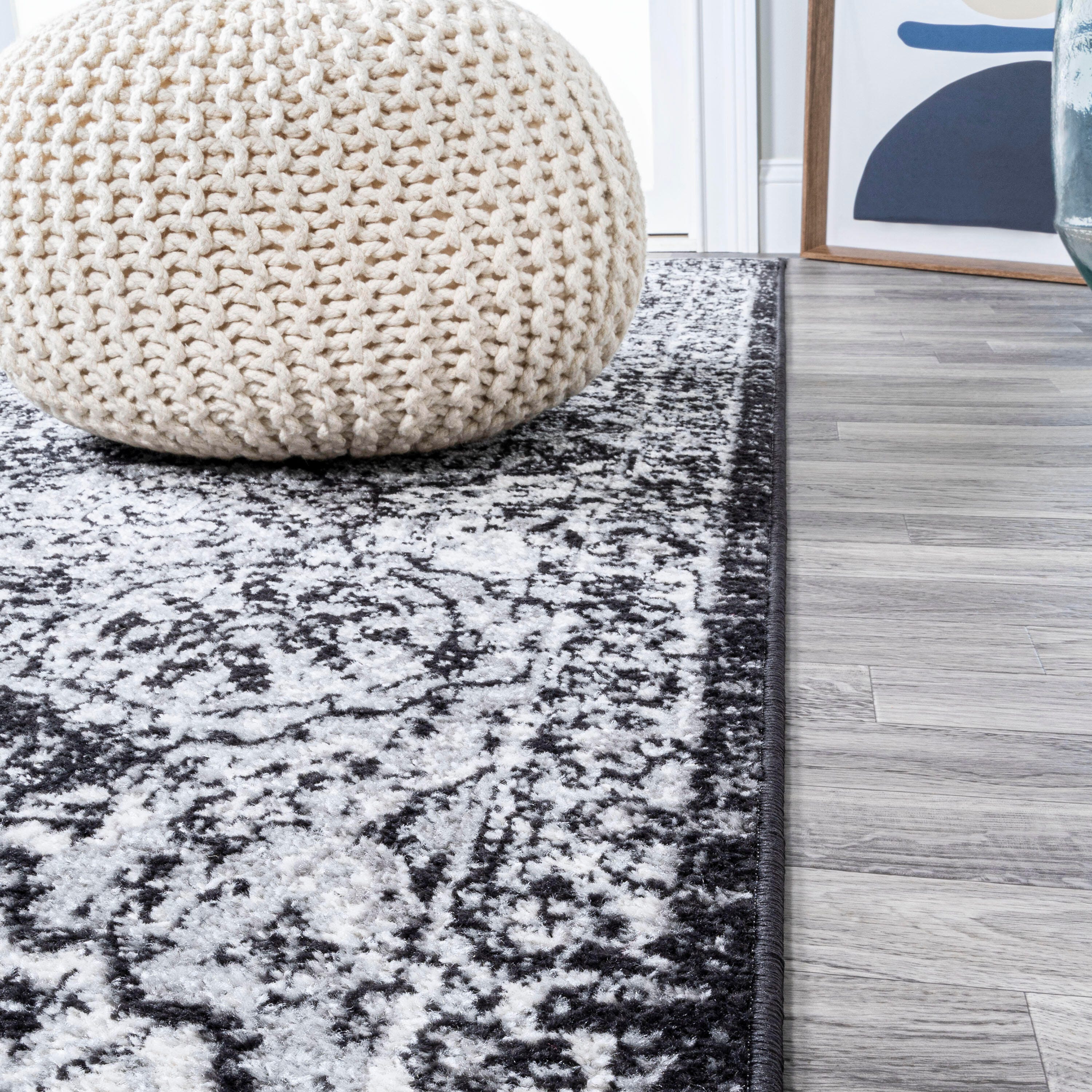 Jonathan Y Persian 4' x 6' Area Rug, Black/Ivory, large