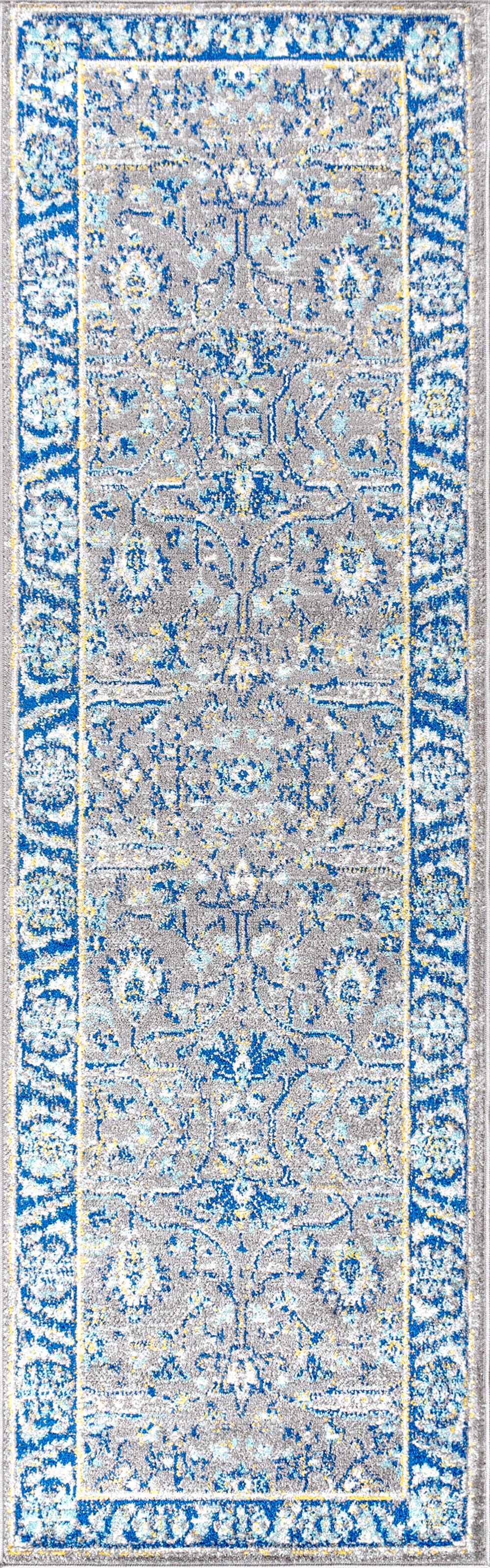 Jonathan Y 2' x 8' Floral Runner Rug, Gray, large