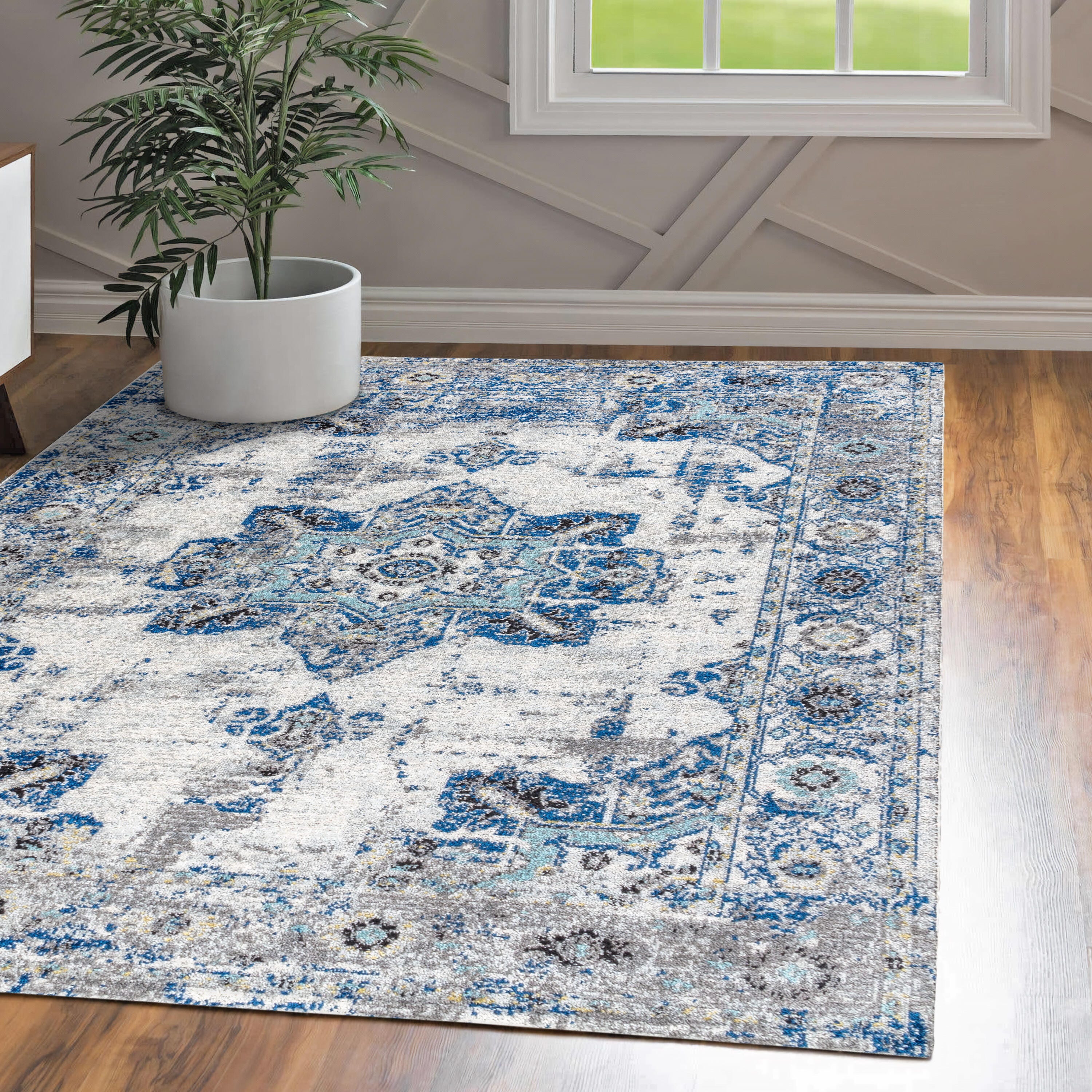 Jonathan Y 5' x 8' Medallion Area Rug, Cream, large