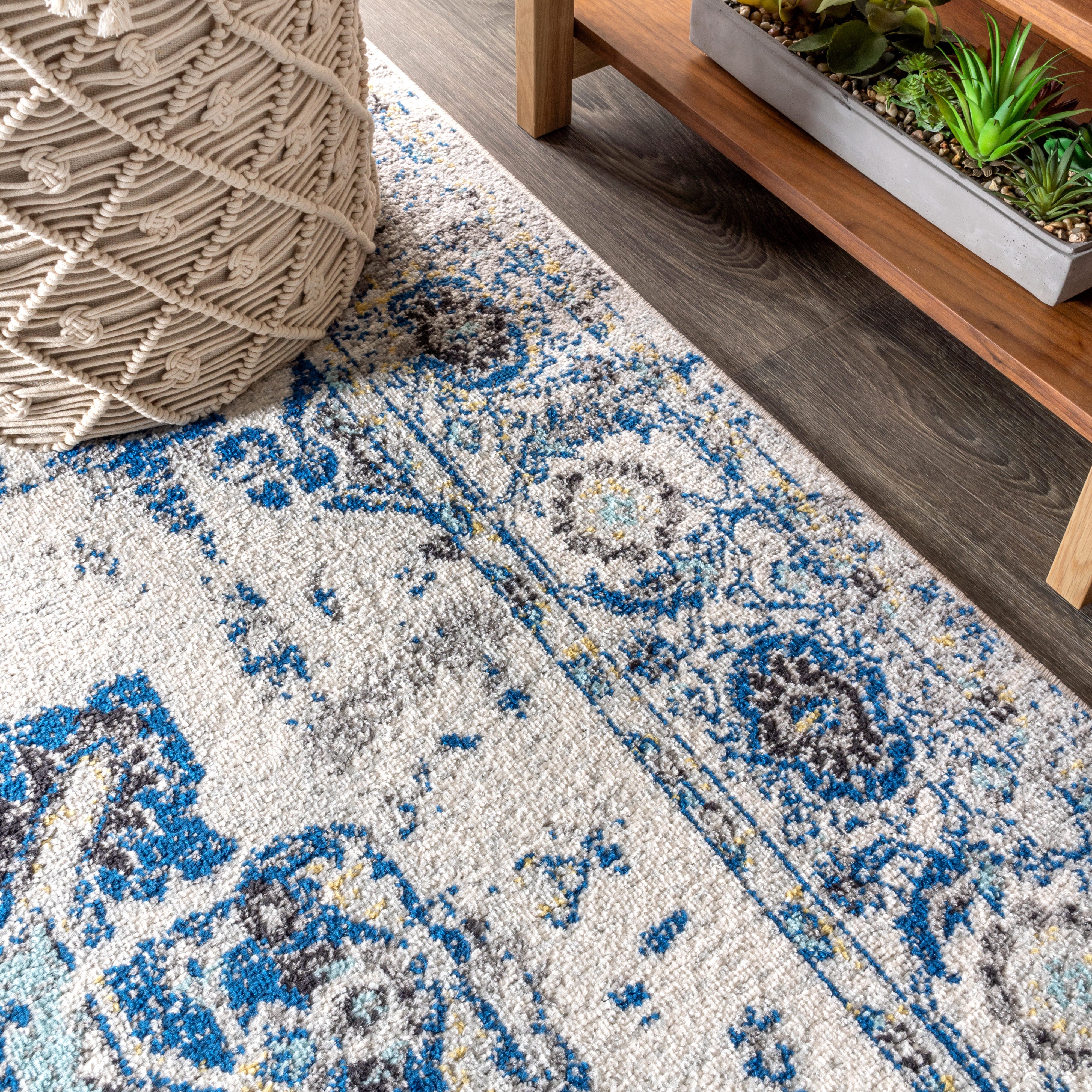 Jonathan Y 2' x 8' Medallion Runner Rug, Cream, large