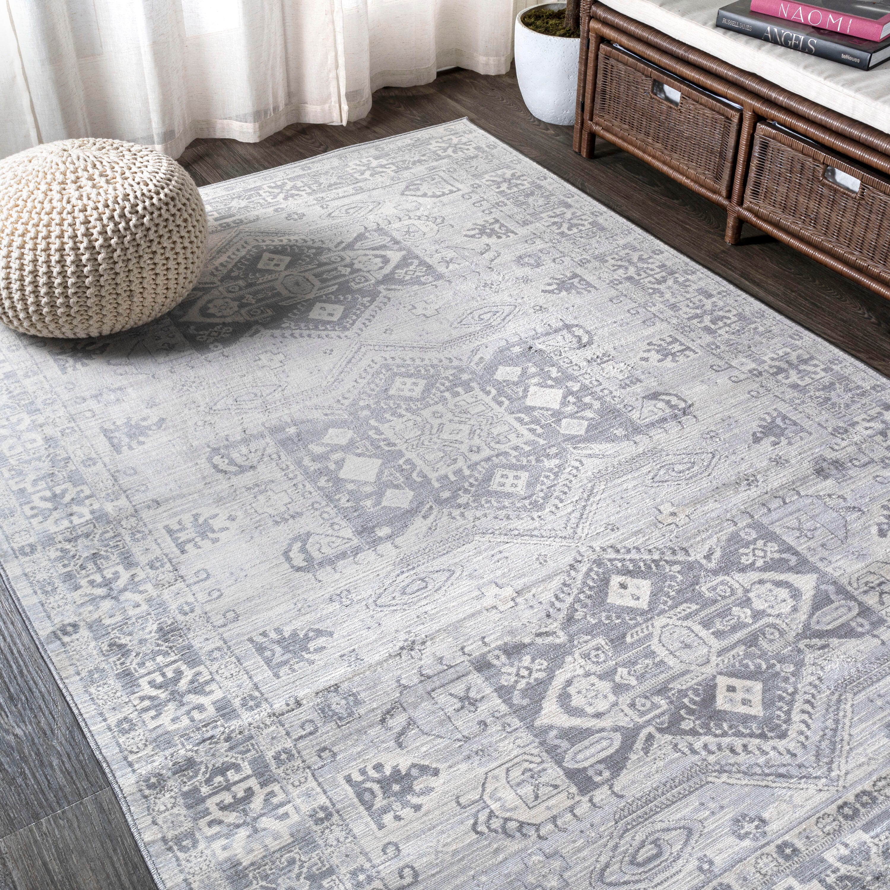 Jonathan Y Modern Persian 3' x 5' Area Rug, Ivory/Gray, large