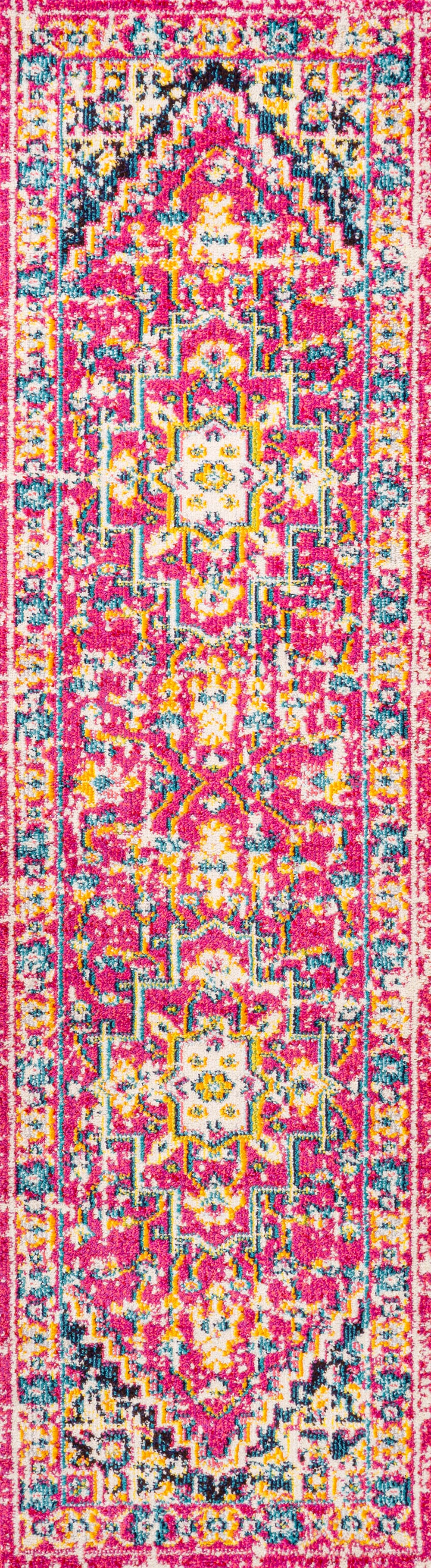 JONATHAN Y Brooklyn 2' x 8' Runner Rug, Red/Pink, large