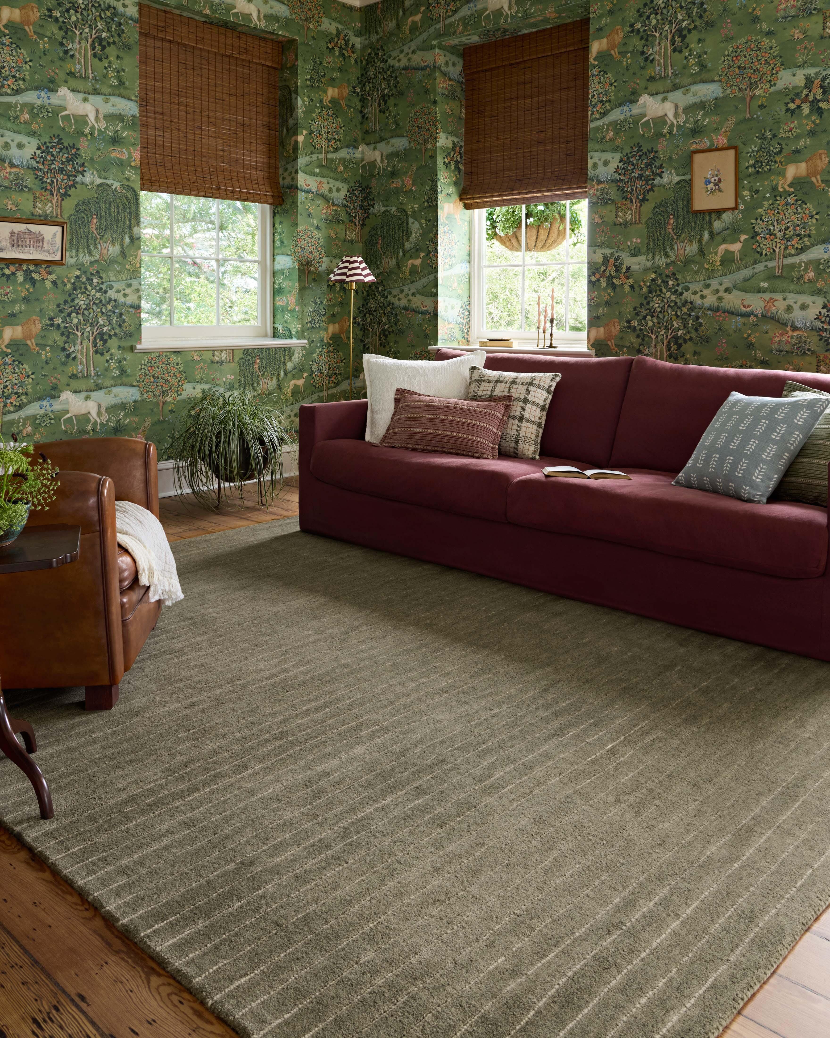 Chris Loves Julia x Loloi Henry 5' x 7' 6" Area Rug, Olive/Ivory, rollover