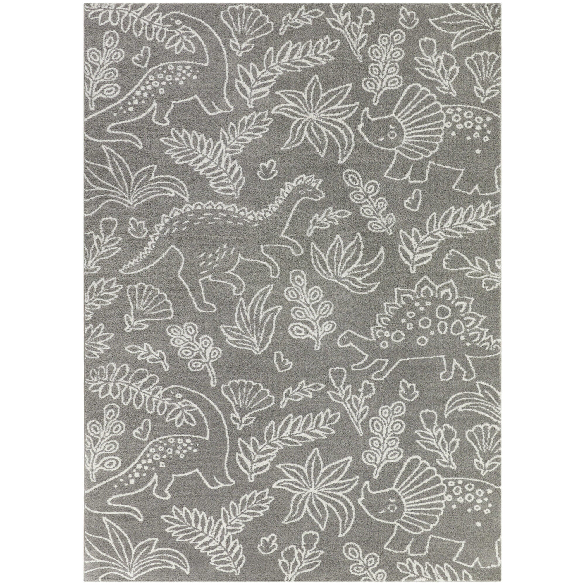 Balta Rugs Happy Dinos 3' 11" x 5' 7" Area Rug, Gray, large