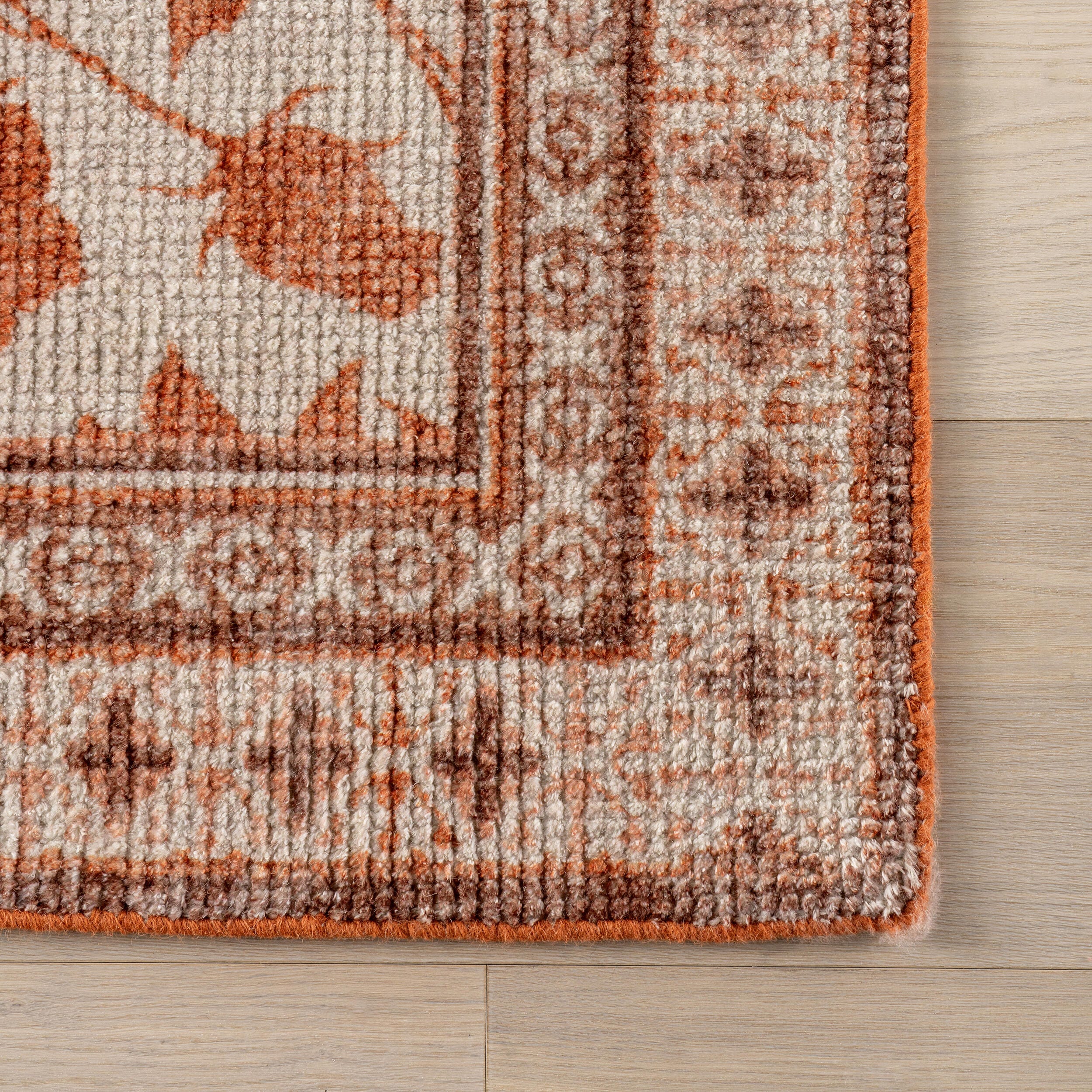 Padma Lakshmi x Rugs USA Botanica 2' x 6' Area Rug, Orange, large