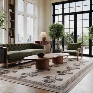 Padma Lakshmi x Rugs USA Floris 3' x 5' Area Rug, Light Beige, rollover