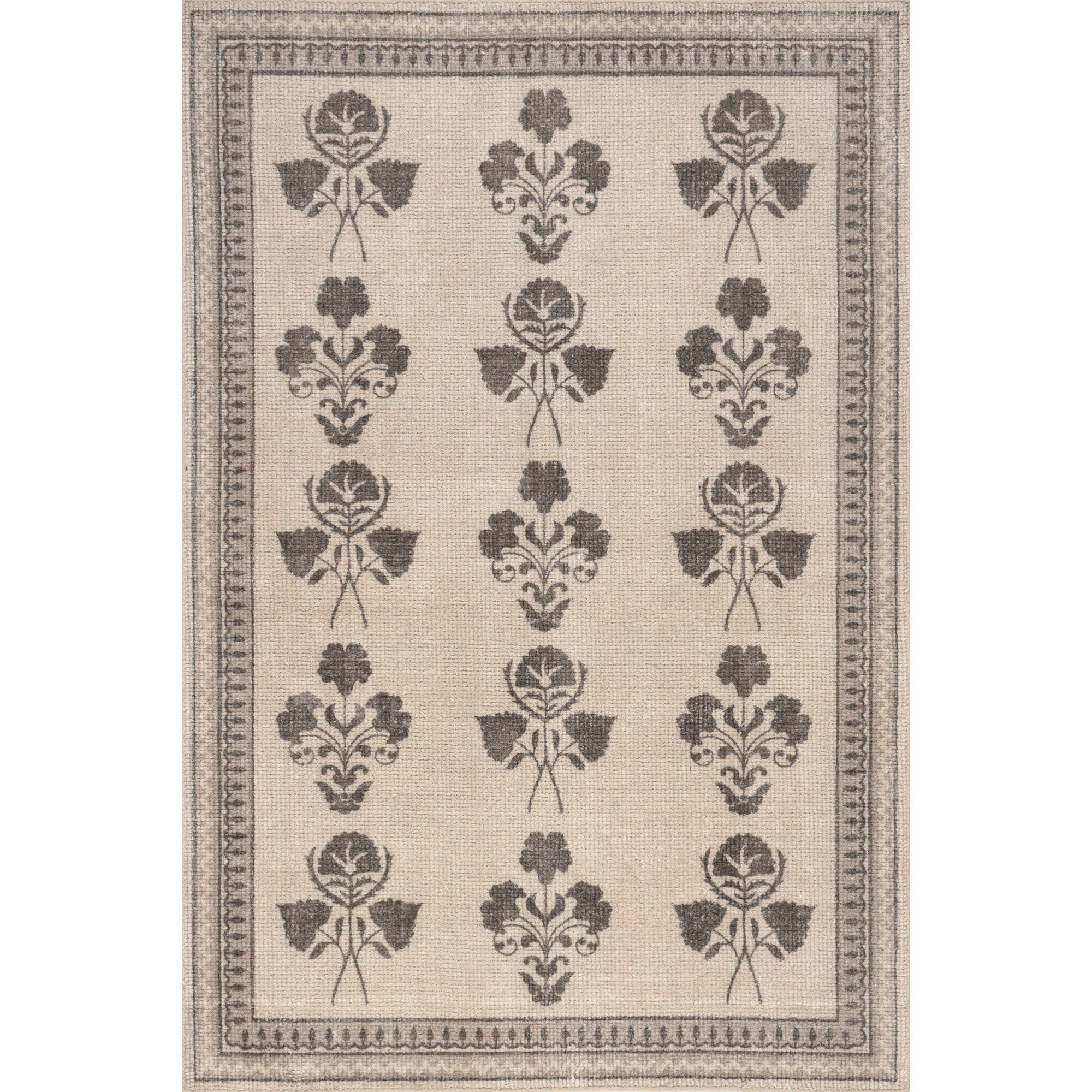 Padma Lakshmi x Rugs USA Floris 3' x 5' Area Rug, Light Beige, large