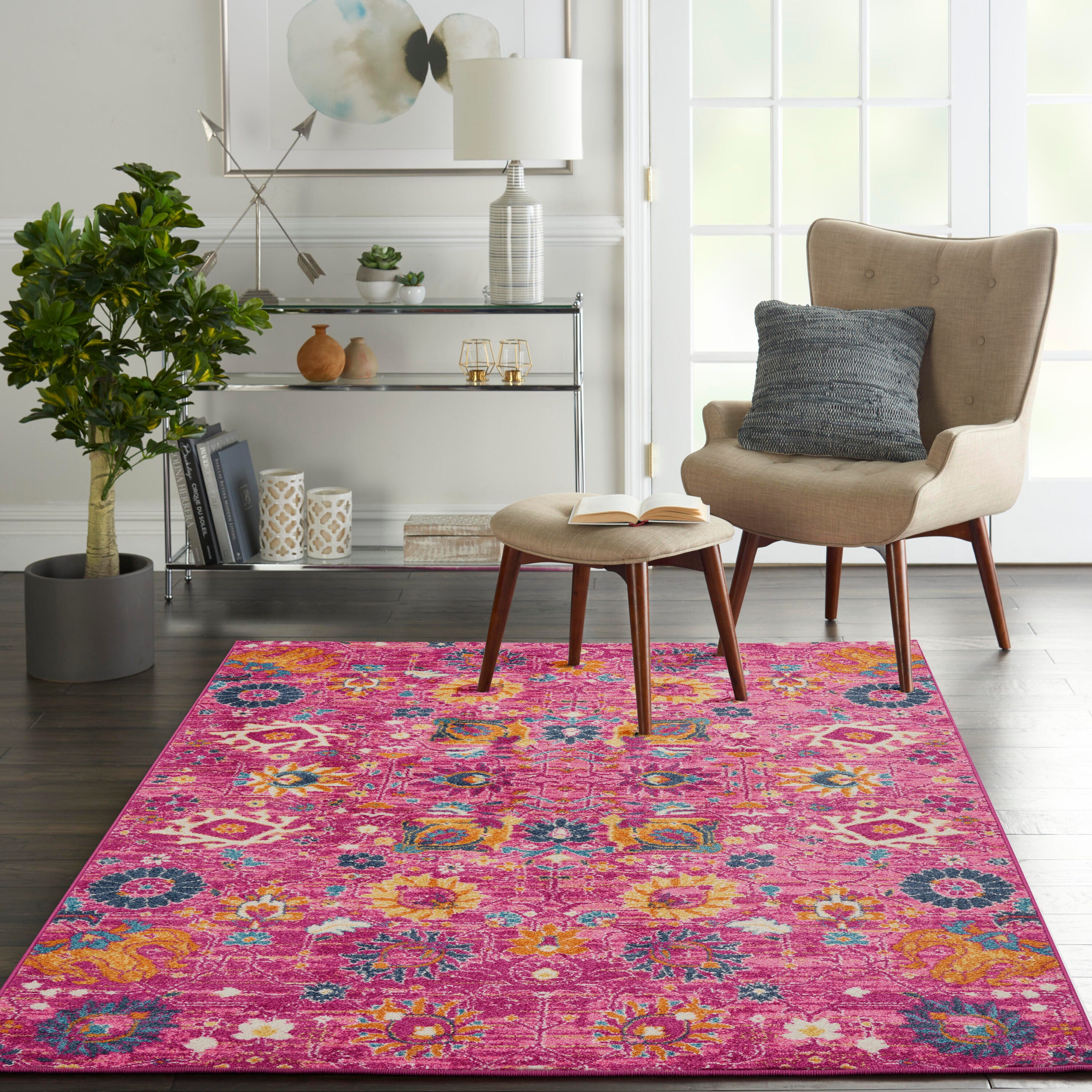 Nourison Home Passion Lush 5'3" x 7'3" Area Rug, Fuchsia, large