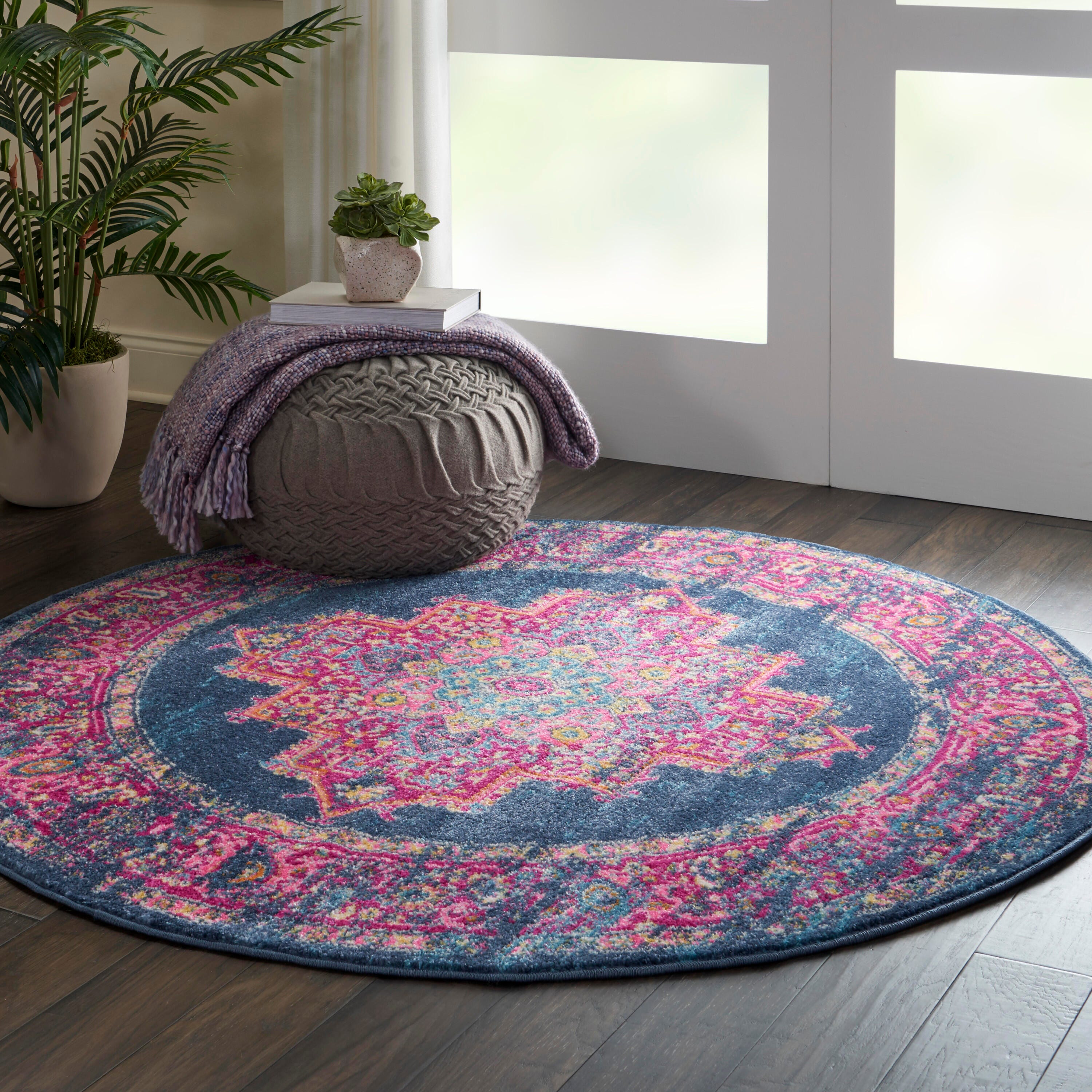 Nourison Home Passion 4' Round Area Rug, Blue, large