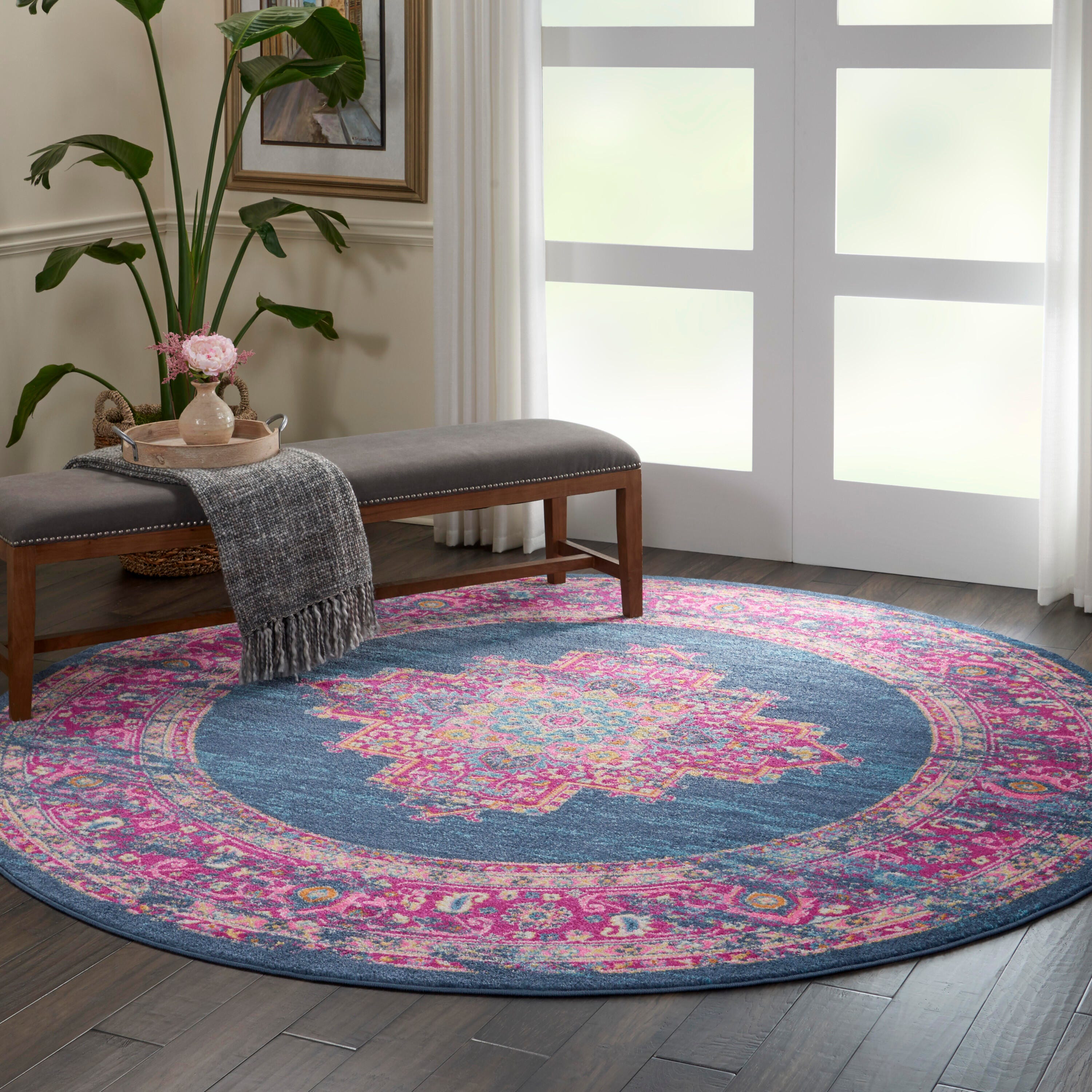 Nourison Home Passion 8' Round Area Rug, Blue, large