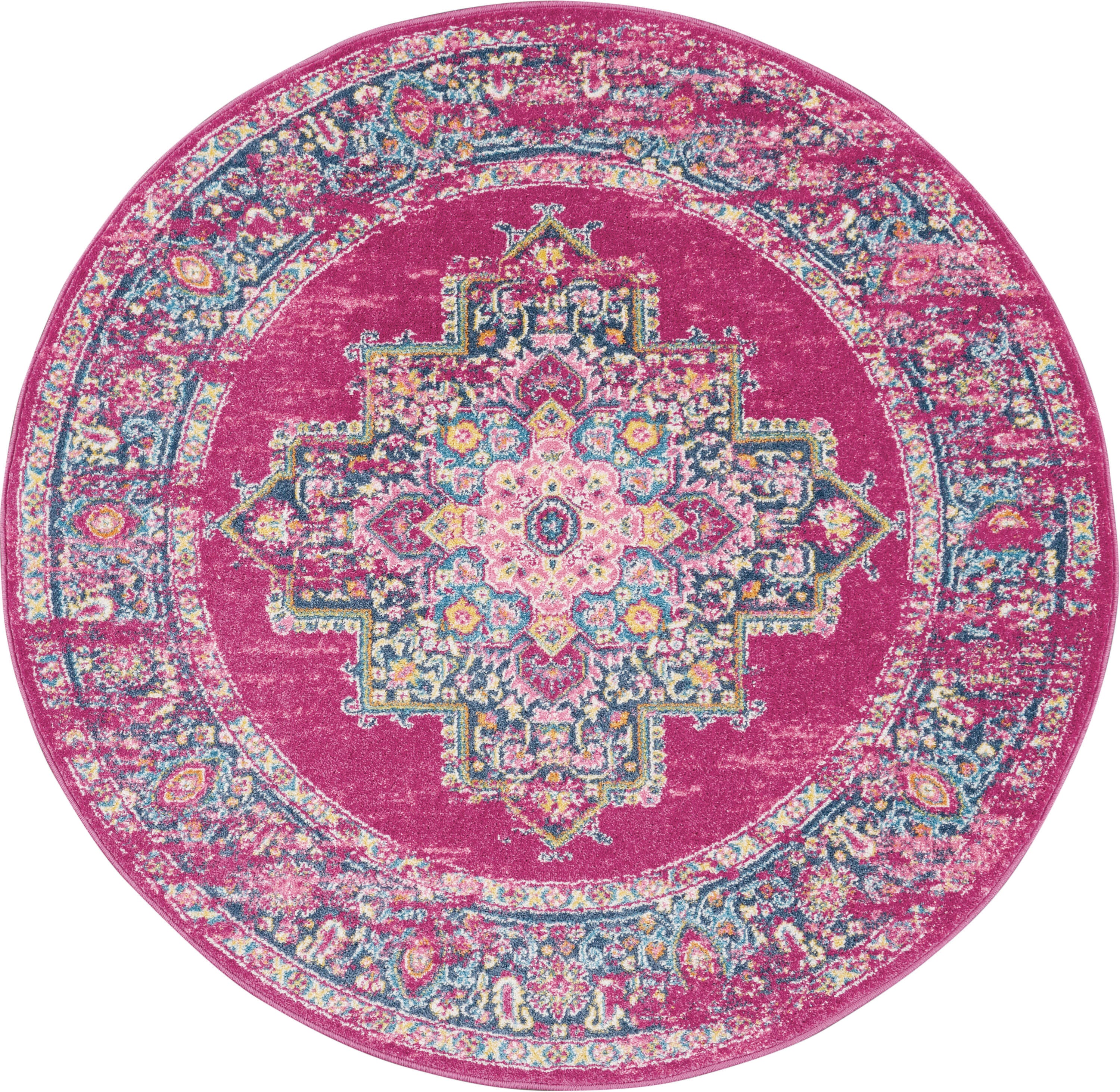 Nourison Home Passion 4' Round Area Rug, Fuchsia, large