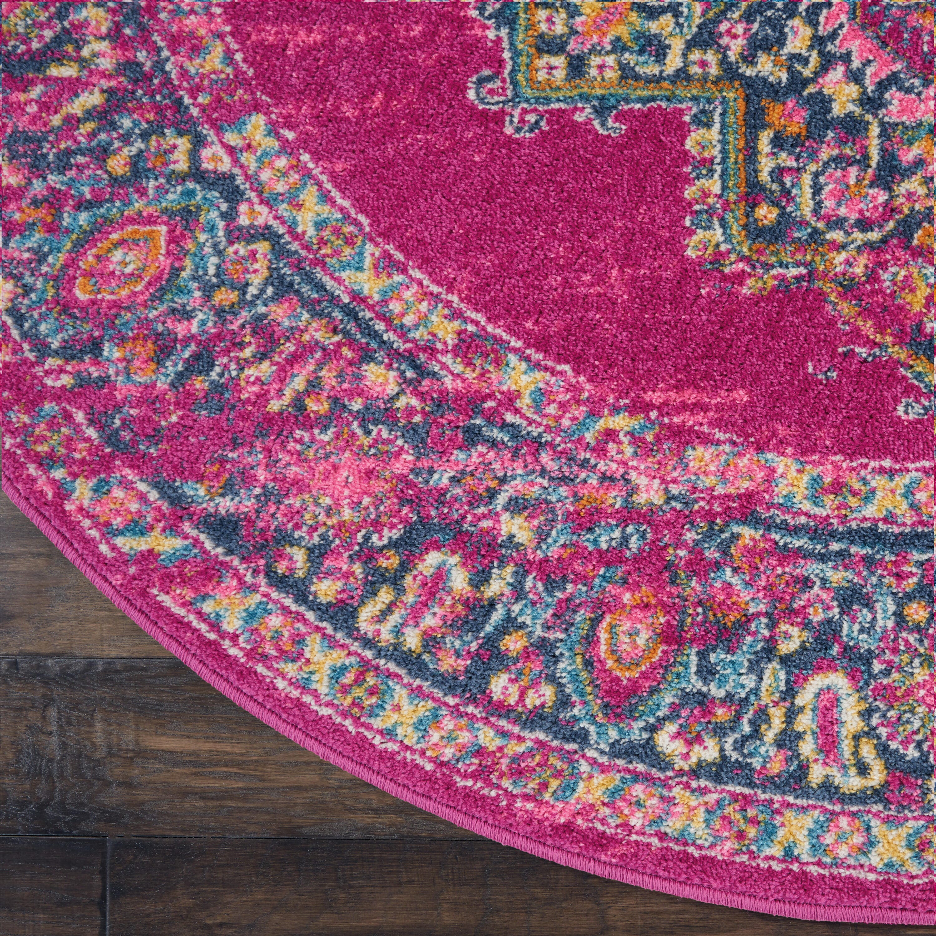Nourison Home Passion 4' Round Area Rug, Fuchsia, large