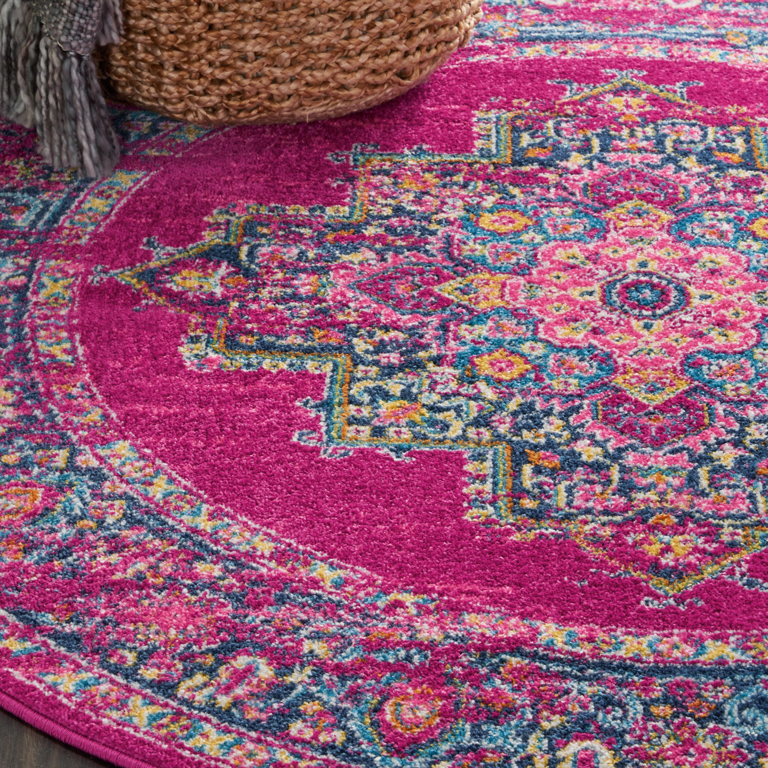 Nourison Home Passion 4' Round Area Rug, Fuchsia, large