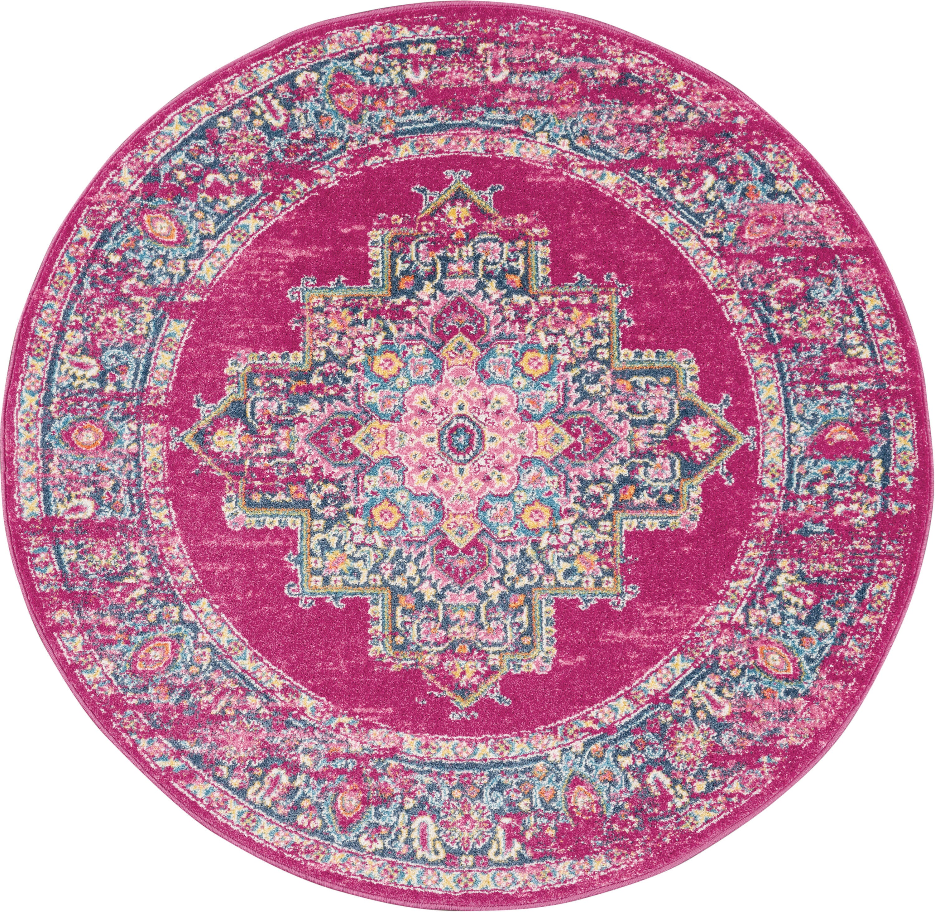 Nourison Home Passion 5' Round Area Rug, Fuchsia, large