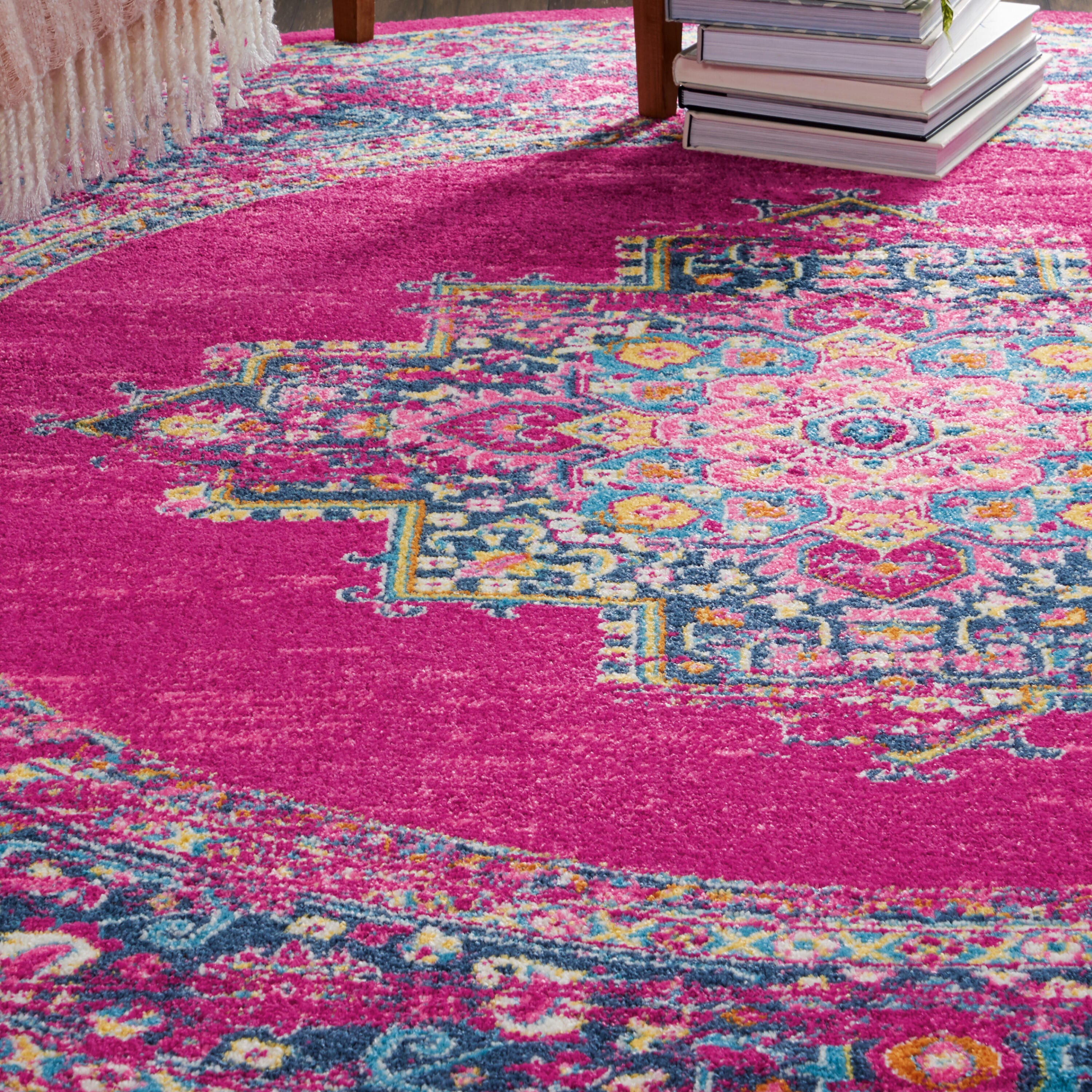Nourison Home Passion 8' Round Area Rug, Fuchsia, large