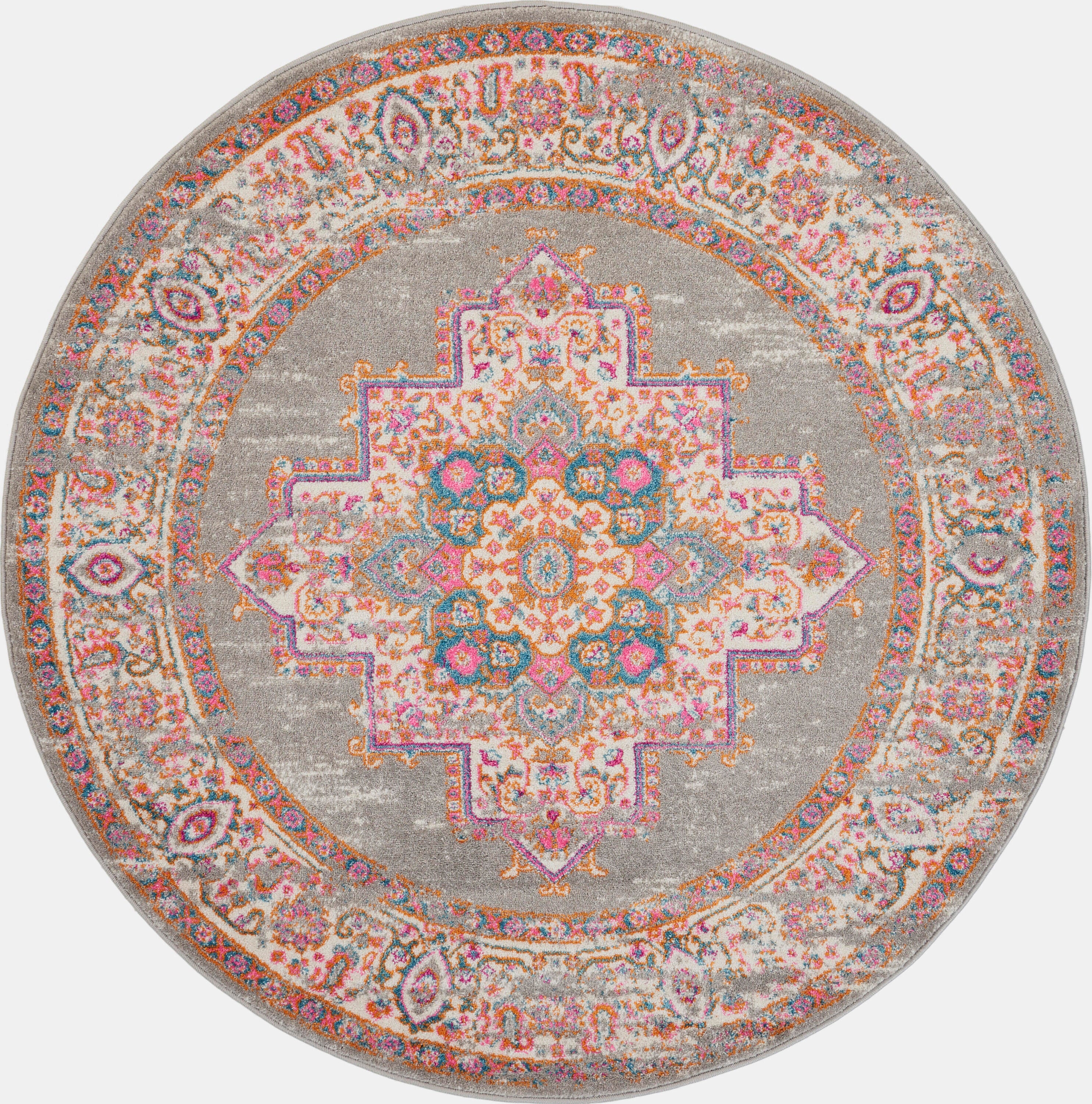 Nourison Home Passion 4' Round Area Rug, Gray, large