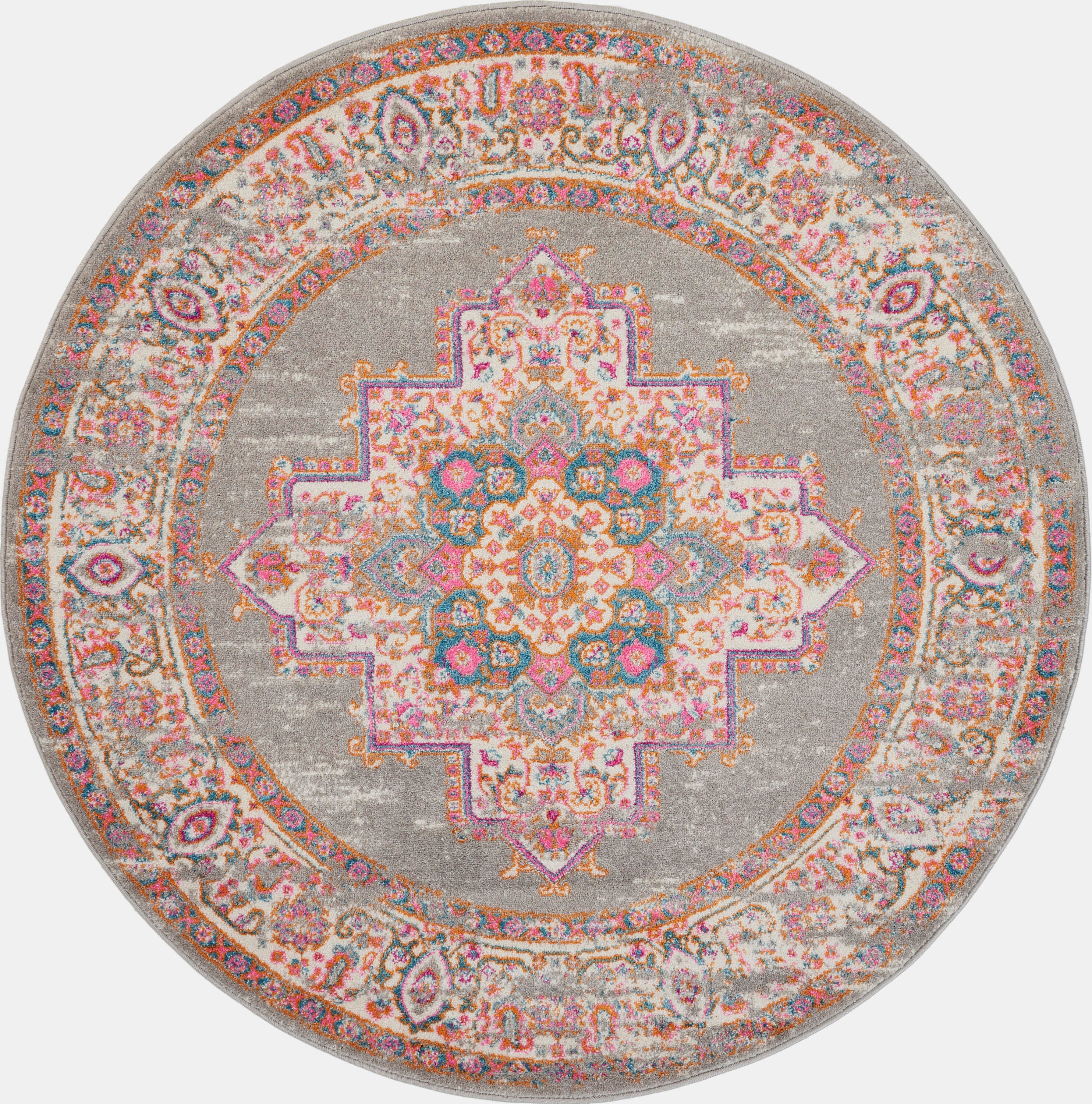 Nourison Home Passion 5' Round Area Rug, Gray, large