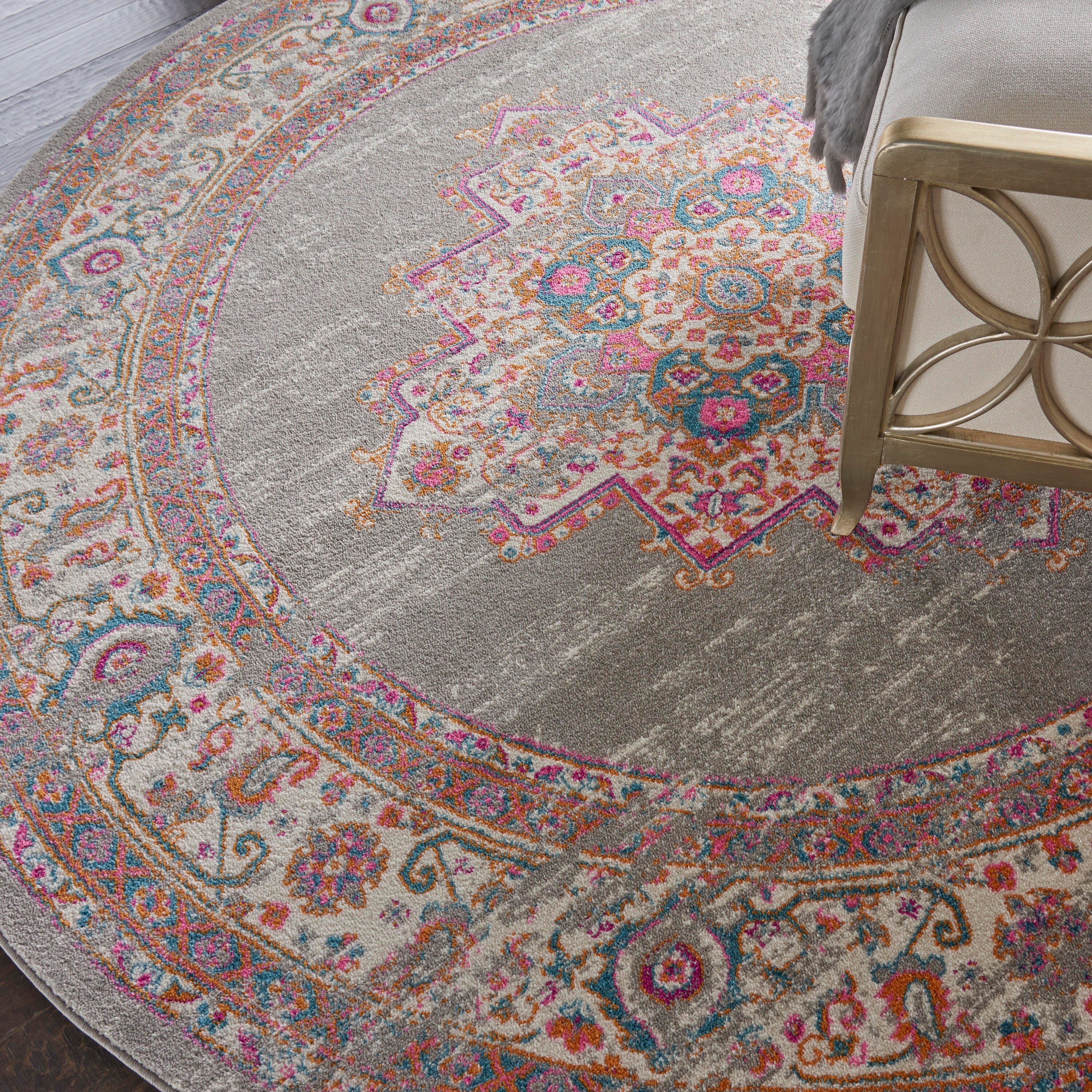 Nourison Home Passion 8' Round Area Rug, Gray, large