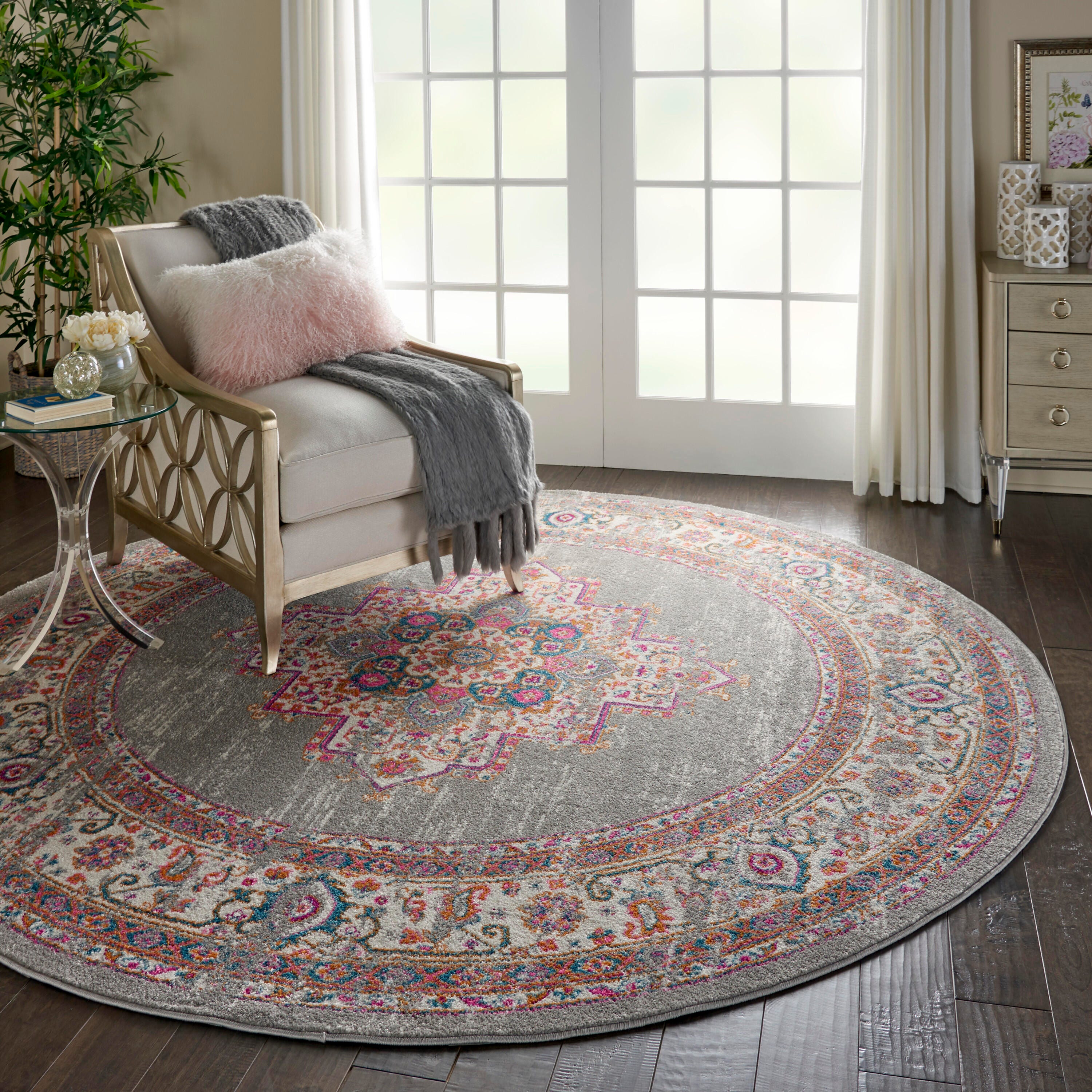 Nourison Home Passion 8' Round Area Rug, Gray, large