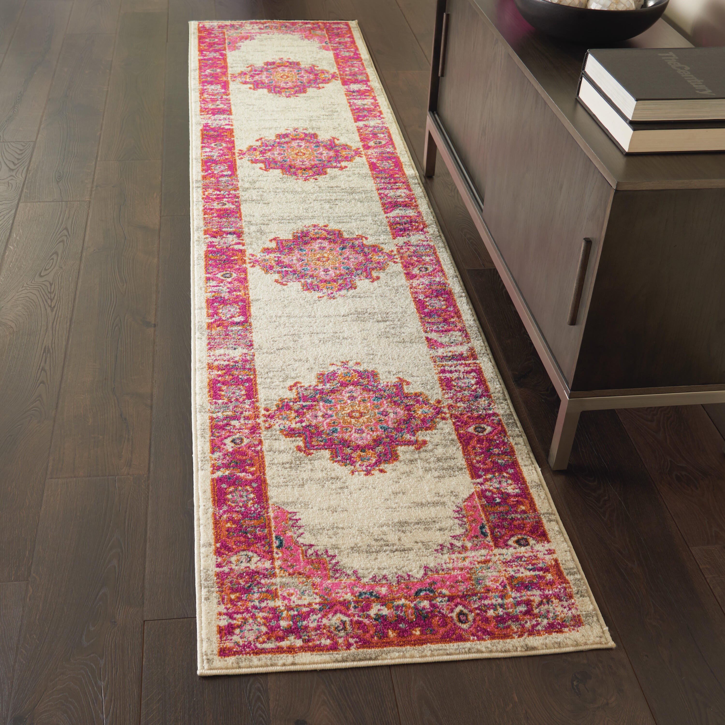 Nourison Home Passion 2'2" x 10' Runner Rug, Ivory/Fuchsia, rollover