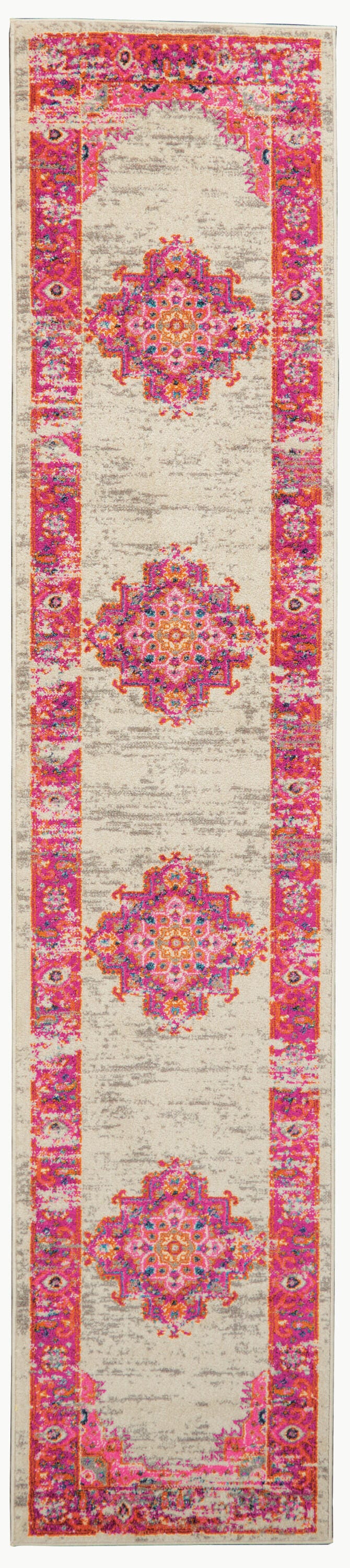 Nourison Home Passion 2'2" x 10' Runner Rug, Ivory/Fuchsia, large