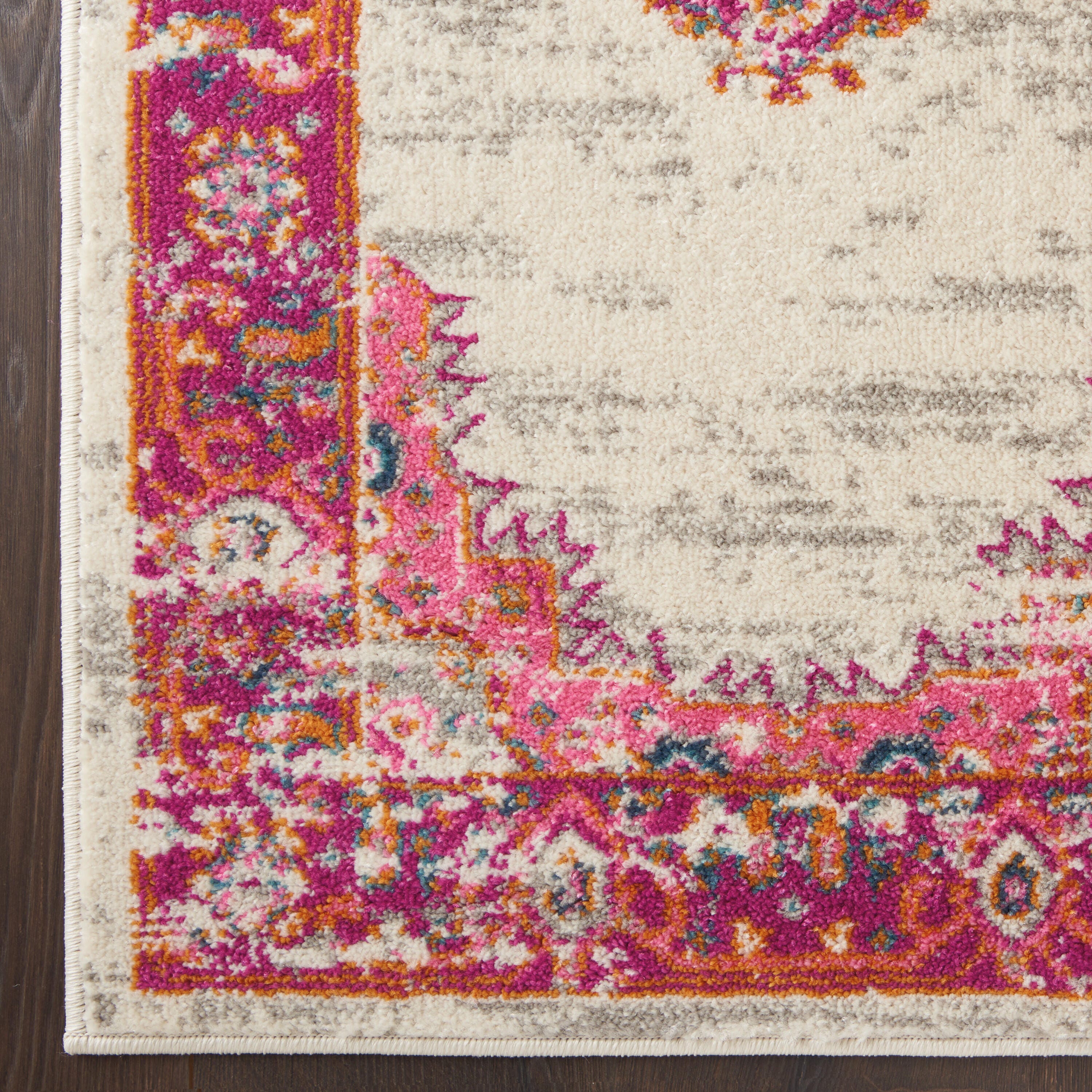 Nourison Home Passion 2'2" x 10' Runner Rug, Ivory/Fuchsia, large