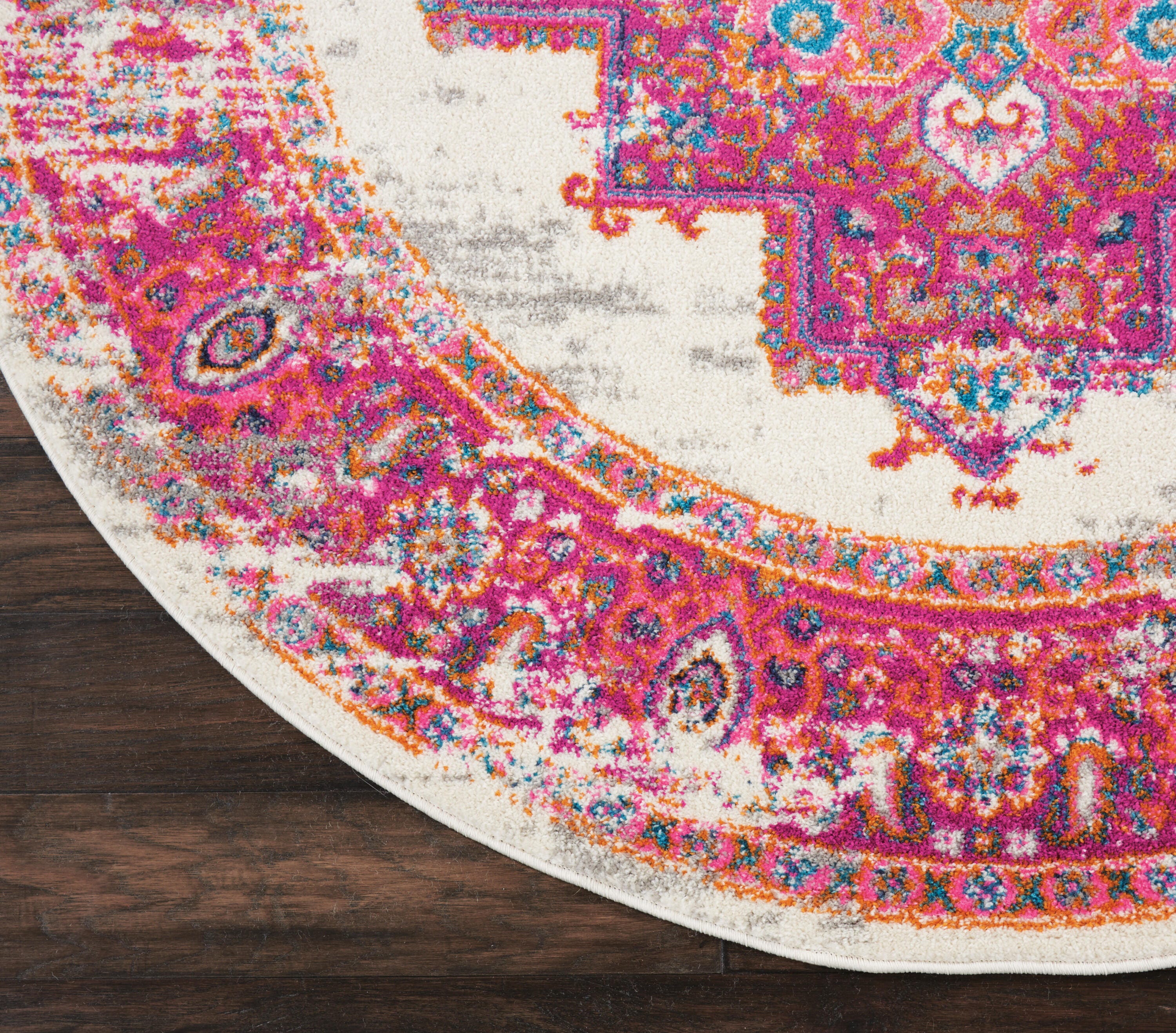 Nourison Home Passion 4' Round Area Rug, Ivory/Fuchsia, large