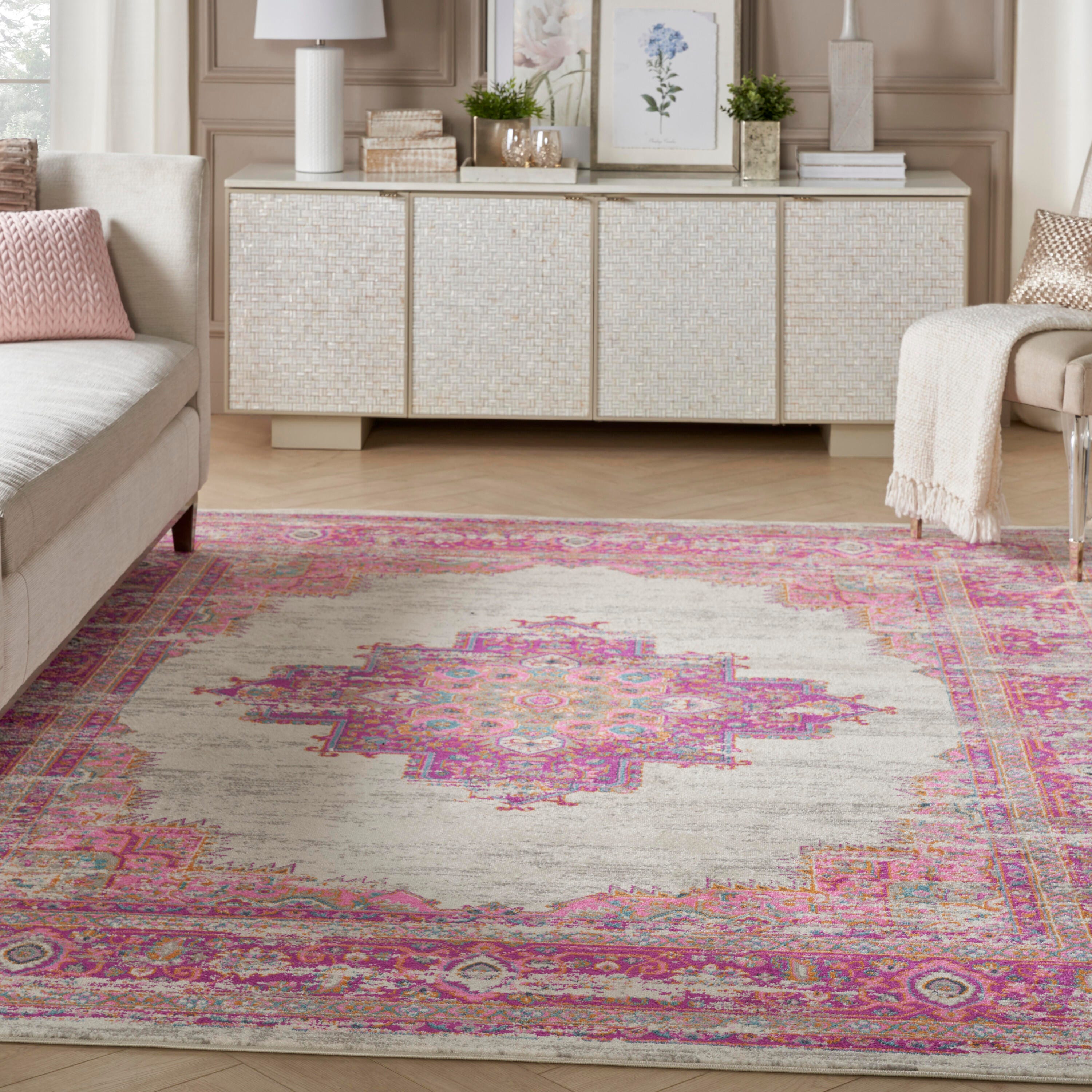 Nourison Home Passion 8' x 10' Area Rug, Ivory/Fuchsia, large